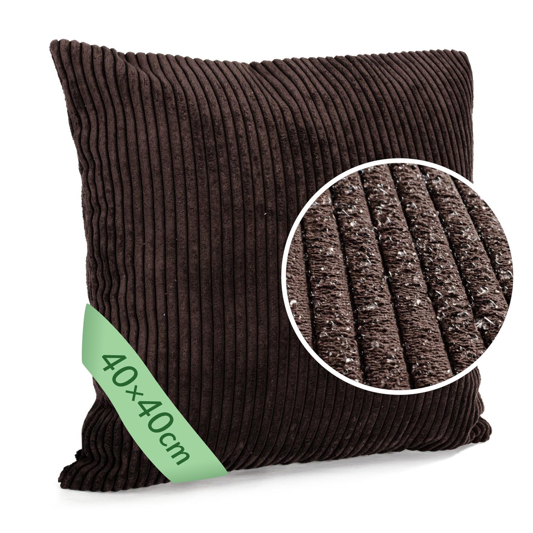 ANRO Декоративные подушки Подушкиhülle MIT oder OHNE Füllung Подушкиbezug Zierkissen, Подушкиüberzug ohne Füllung Cordsamt 40x40cm Einfarbig Dunkelbraun