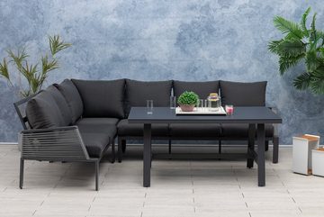 MANDALIKA Garden Gartenlounge-Set Alu / Rope Dining Eck Lounge Set Elba