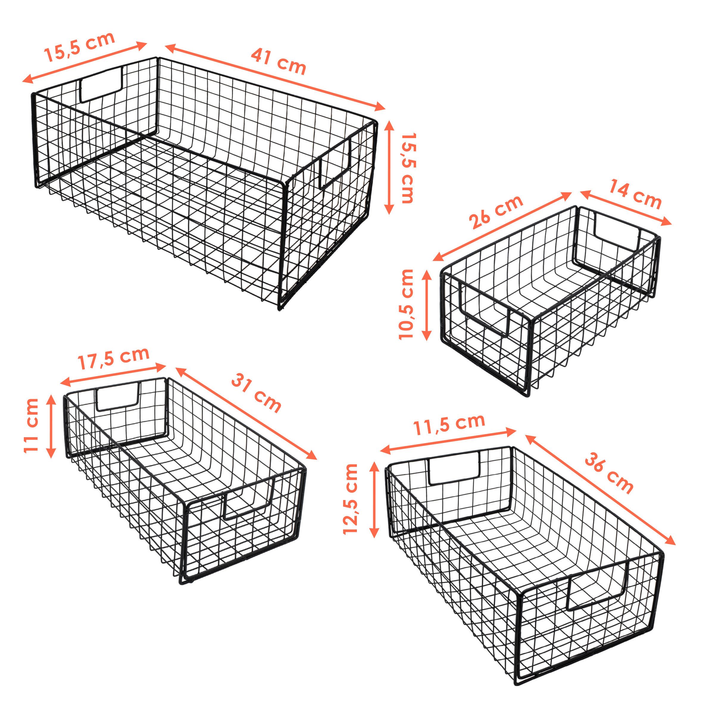 Spetebo Aufbewahrungskorb Metall Gitterkorb rechteckig schwarz mit Griffen günstig online kaufen