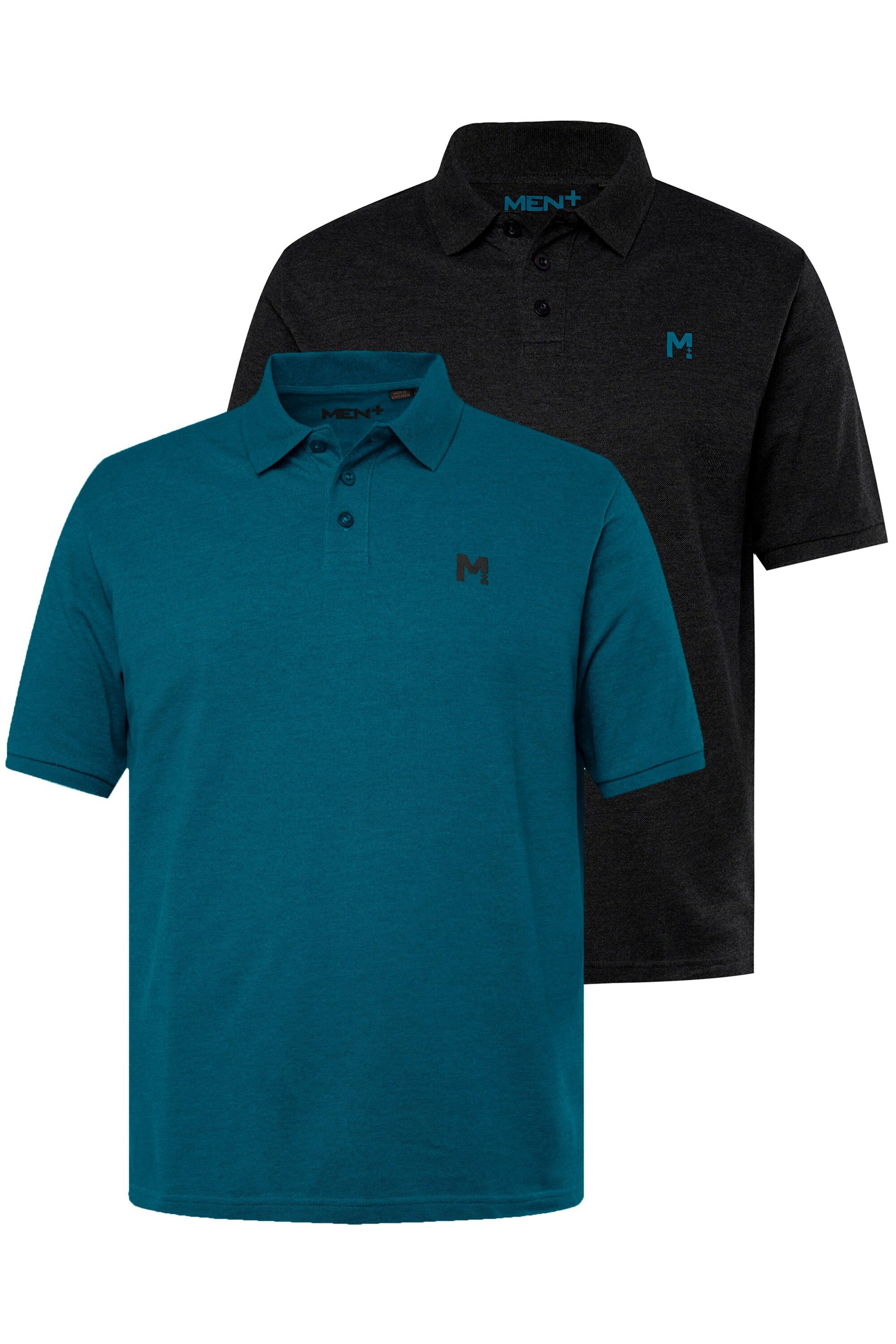 Men Plus Poloshirt Men+ Poloshirts 2er-Pack Basic Piqué Halbarm günstig online kaufen