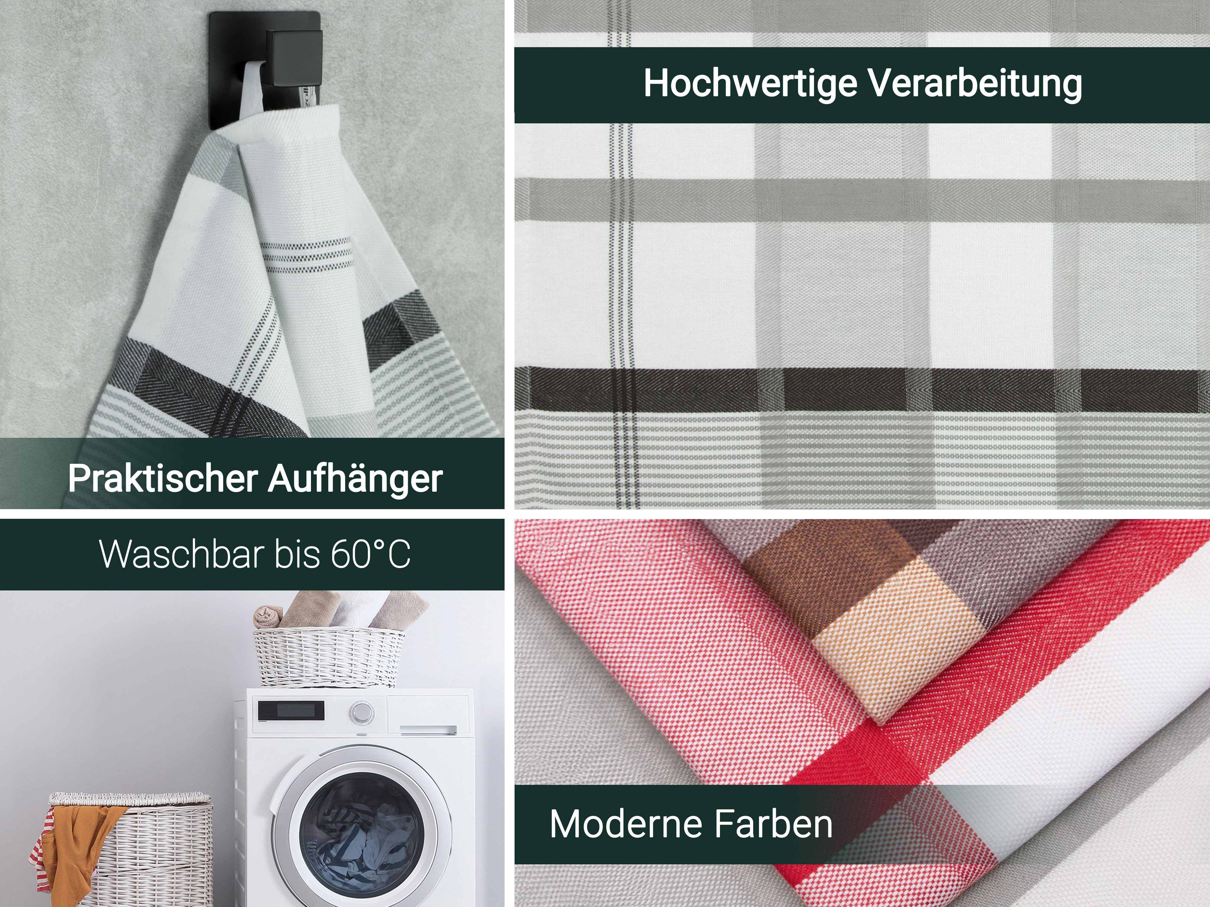 ZOLLNER Geschirrtuch, (Spar-Set, 4-tlg), 50 x 70 cm, 100% Baumwolle, vom Hotelwäschespezialisten