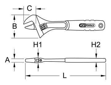 KS Tools Gabelschlüssel, Rollgabelschlüssel mit 2-Komponentengriff, 23 mm