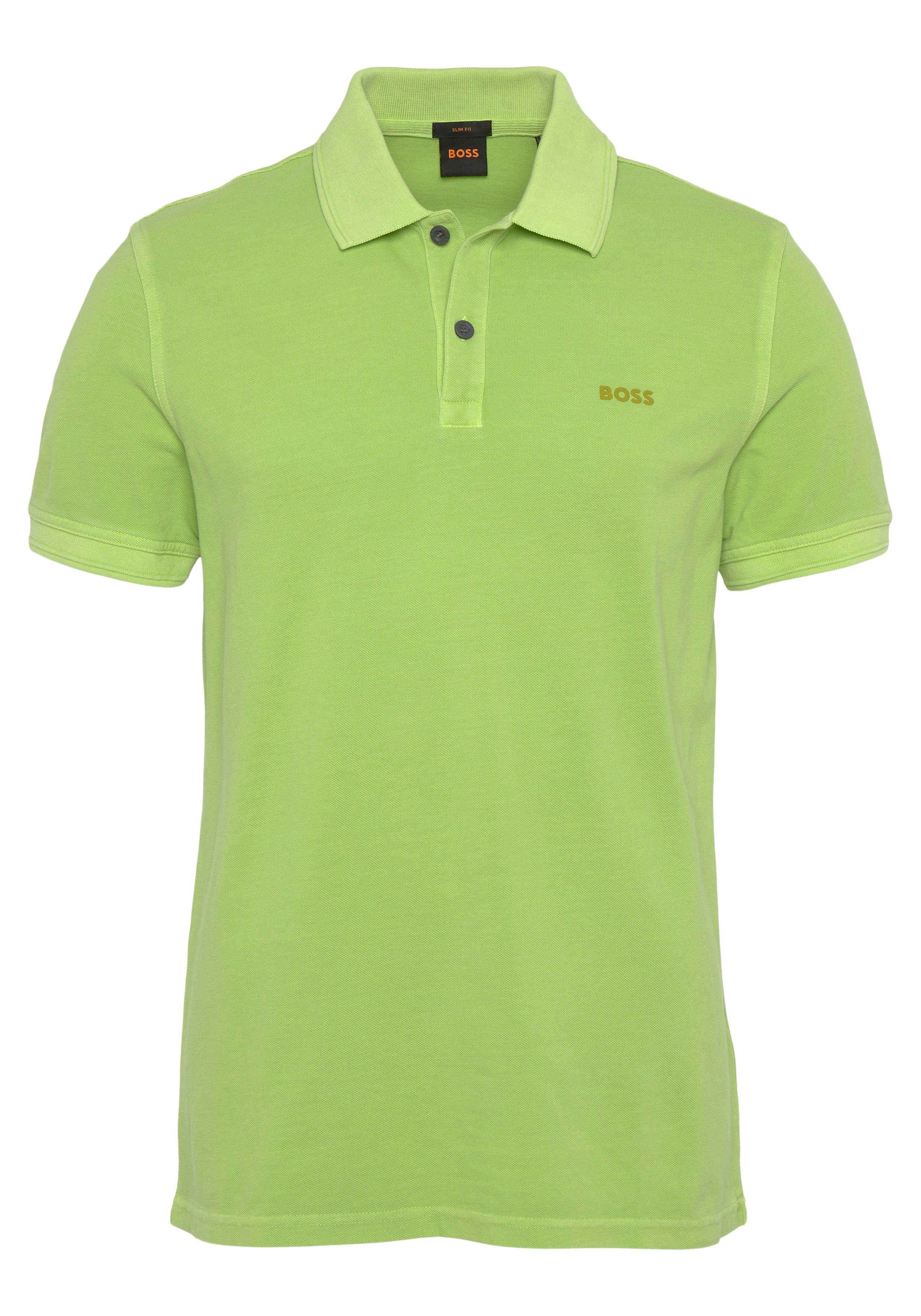 BOSS ORANGE Poloshirt Green mit Logoschriftzug Bright Brustkorb am Prime