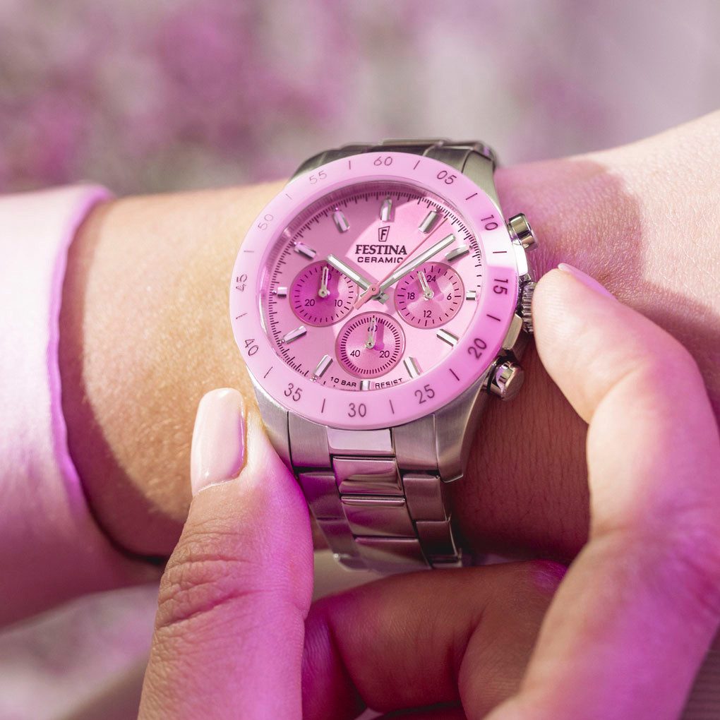 Festina Chronograph Ceramic F20693/2, Quarzuhr, Armbanduhr, Damen, Herren, Edelstahlarmband, Keramiklünette