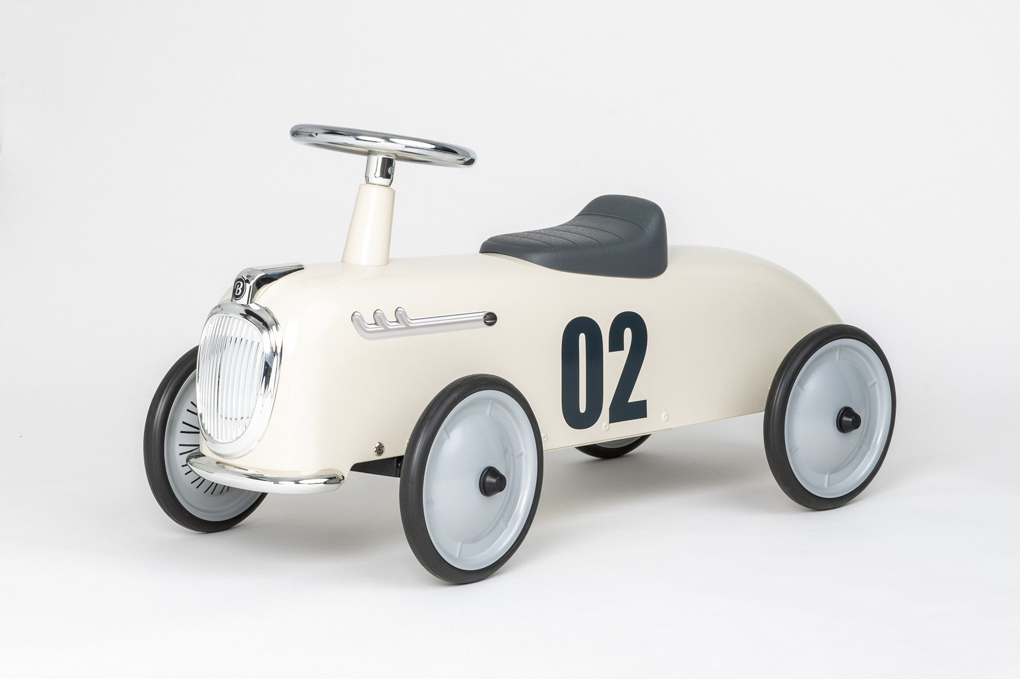 Baghera Rutscherauto Rutschauto Roadster creme-weiß - 75x35x36cm - ab 18 Monate, (Rutschauto Rutscher aus Metall robust, wendig und langlebig)