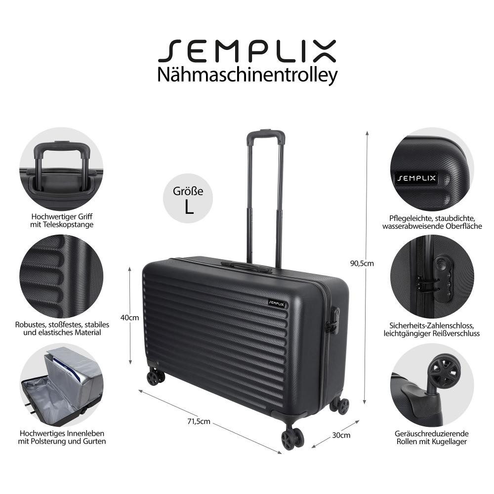Semplix Nähmaschinen-Trolley - Nähmaschinen Hartschalen Koffer Reisekoffer