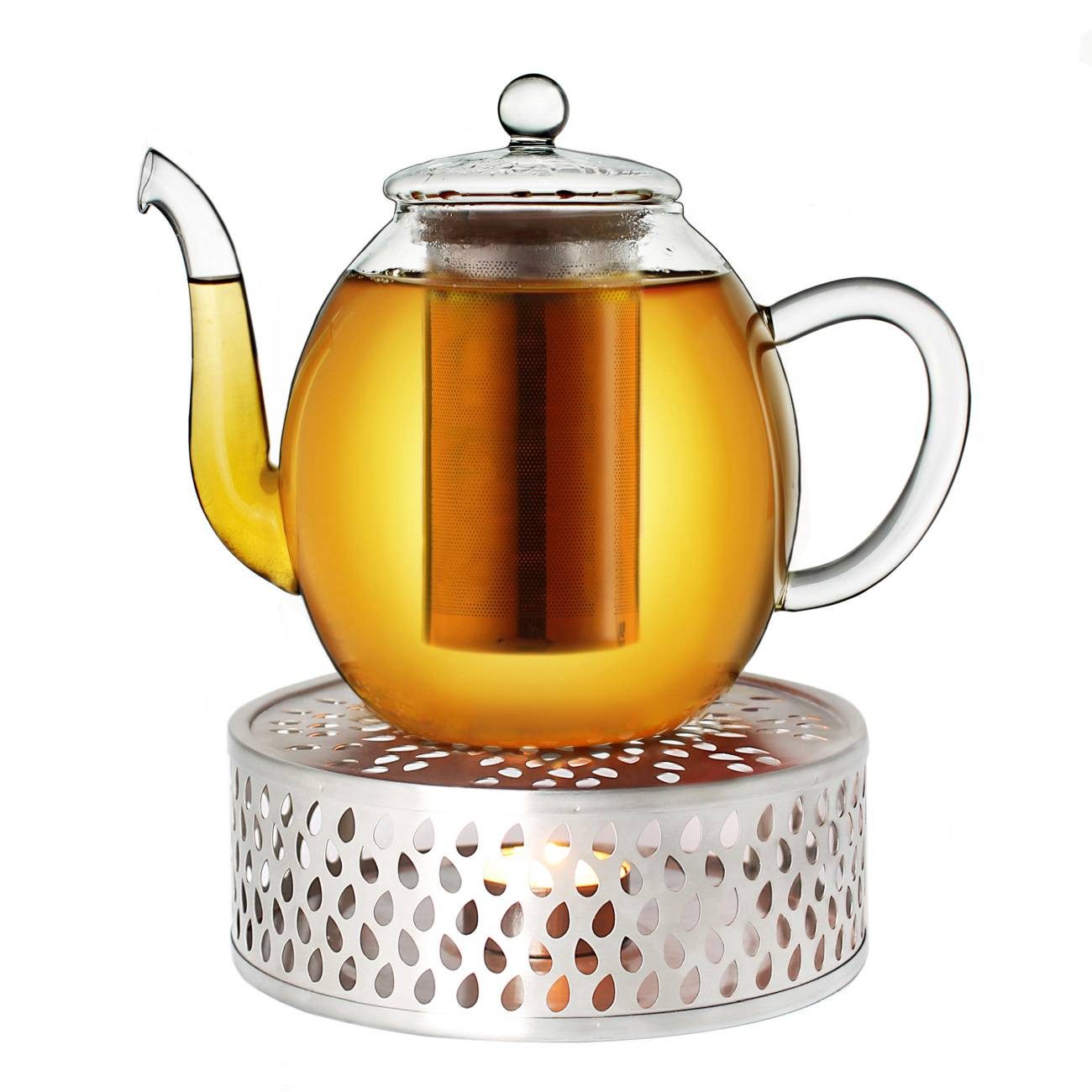 Creano Teekanne Teekanne “hoch” 1,5l mit Stövchen aus Edelstahl, 1.5 l, (Set, 4-St., 1 Teekanne, 1 Stövchen, 1 Deckel)