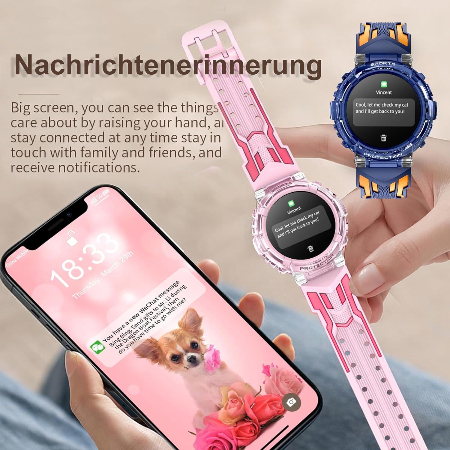findtime FSHTWY25Blue Smartwatch (2,5 cm, sim-karte), Kinder Fitness Smartwatch mit Anrufen Gesundheits