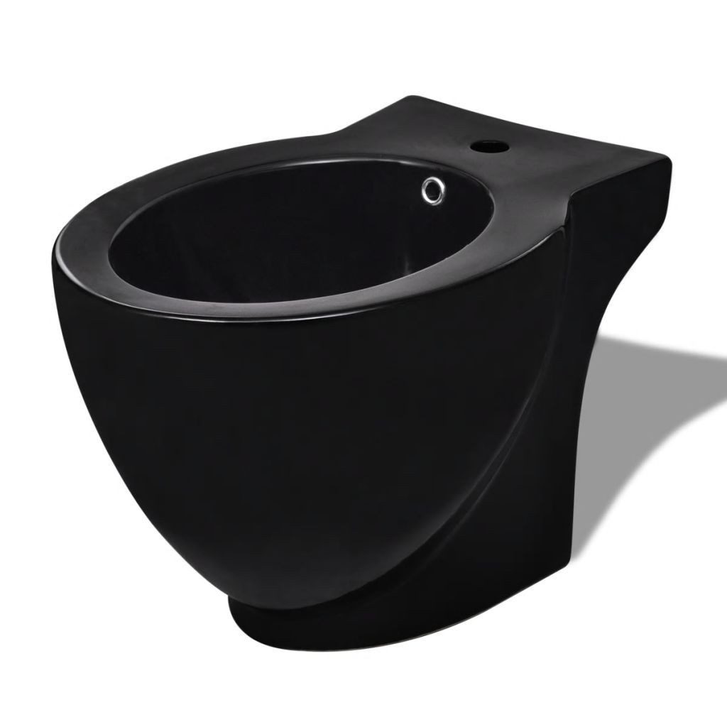 vidaXL Bidet Standbidet Stand-Bidet Bodenstehend Bidet Keramik schwarz