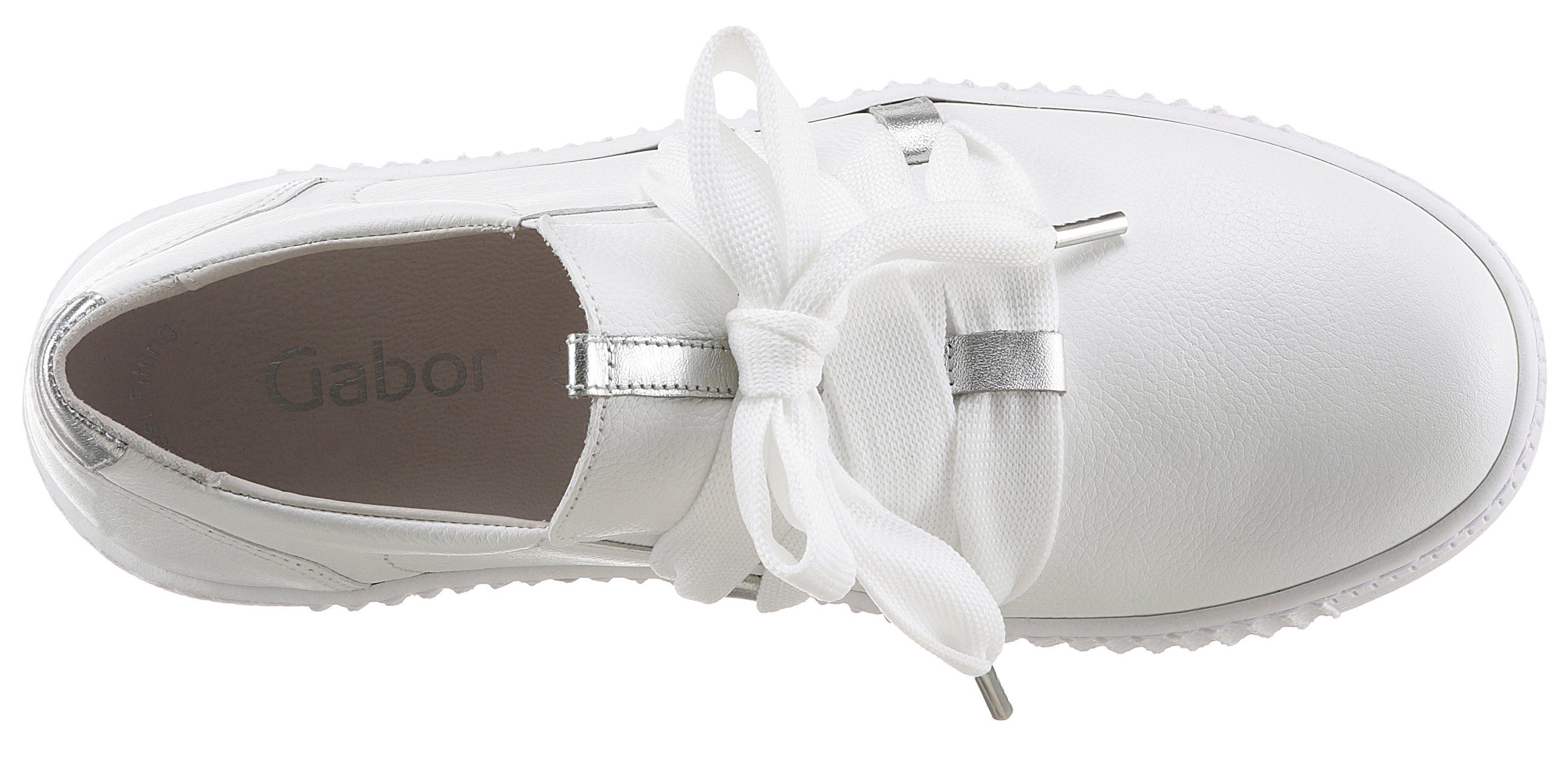 Gabor Slip-On Sneaker mit Schnürung weiss/silber aufgesetzter