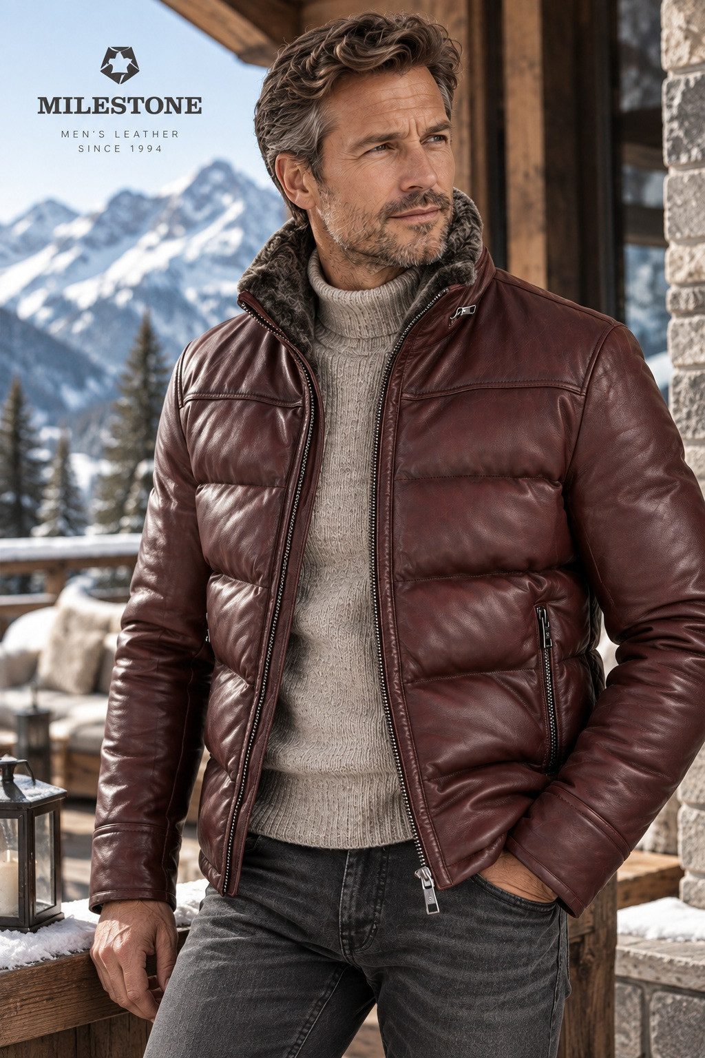 MILESTONE Lederjacke MSKilian Lammlederjacke mit echtem Lammfellkragen und warmer Wattierung