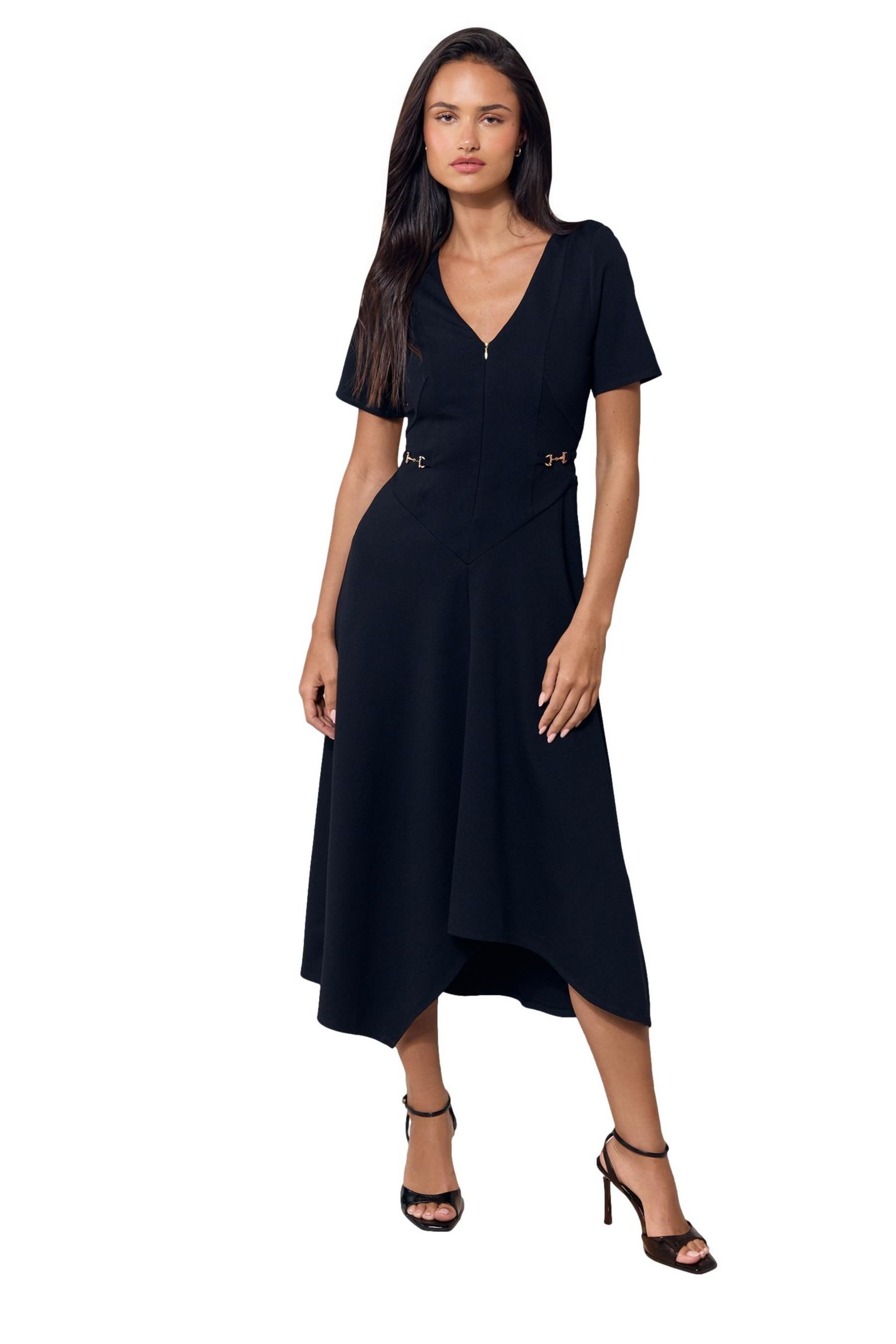 LIPSY Midikleid Lipsy Midikleid, Zipfelsaum, Frontreißverschluss (1-tlg)