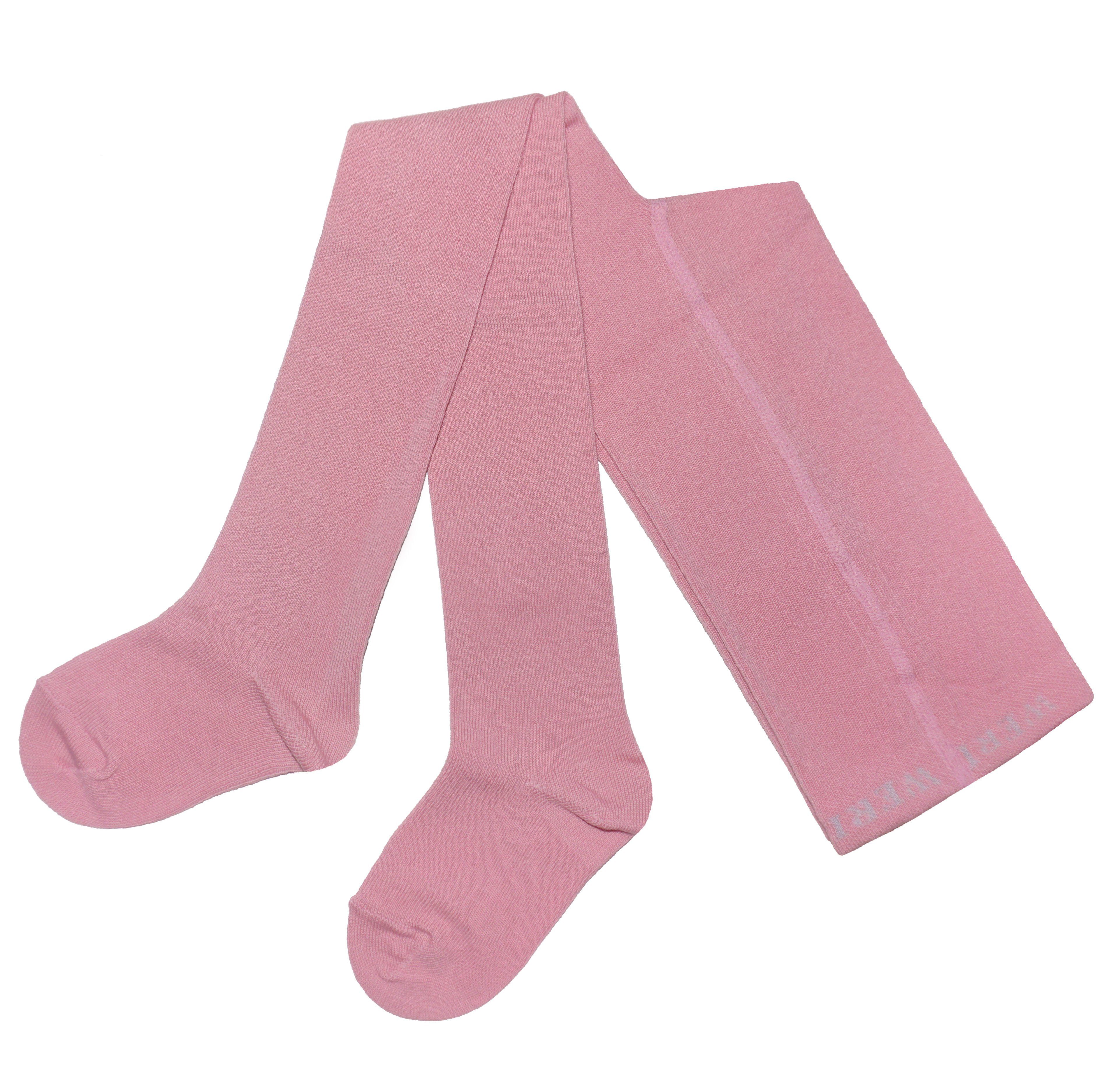 Strickstrumpfhose Kinderstrumpfhosen für Mädchen >>Einfarbig: Rosarot<< weiche Baumwolle