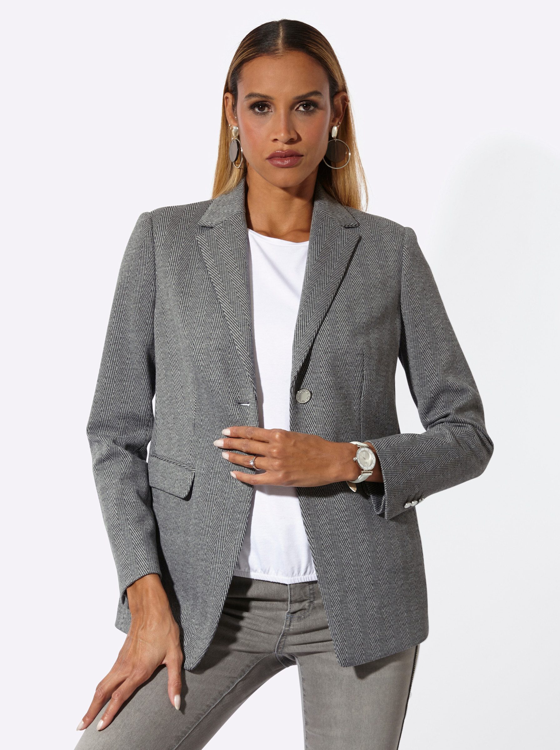 Blusenblazer Modal-Mix-Blazer Langarm