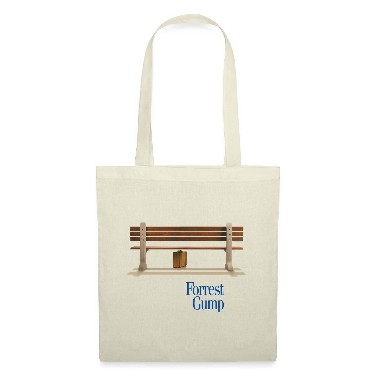 Spreadshirt Henkeltasche Forrest Gump Kleines Logo Mit Bank Und Koffer Stoffbeutel (1-tlg)