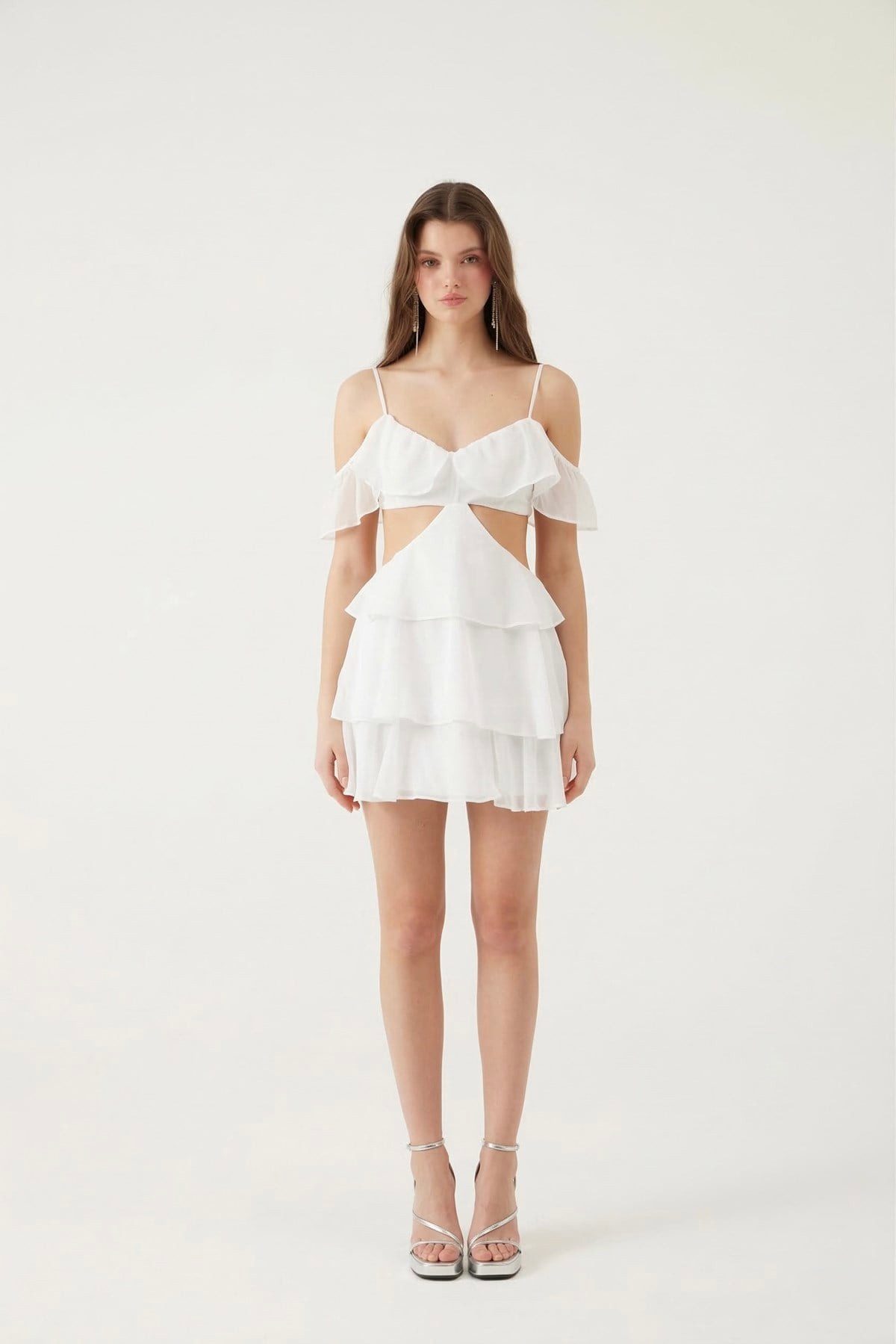HOLLY LOLLY Midikleid Mini Junge Offene Schulter Rubindress