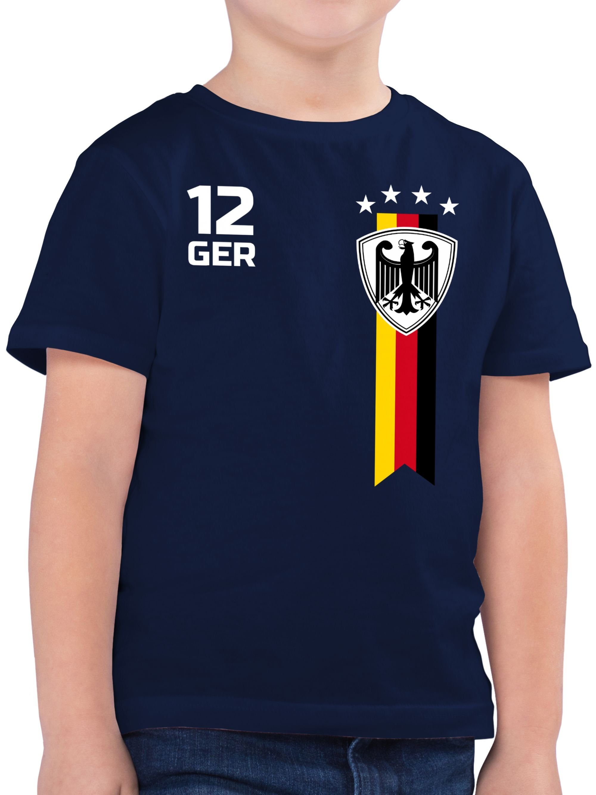 Shirtracer T-Shirt WM Fan Deutschland Fussball EM 2024 Kinder 3 Dunkelblau