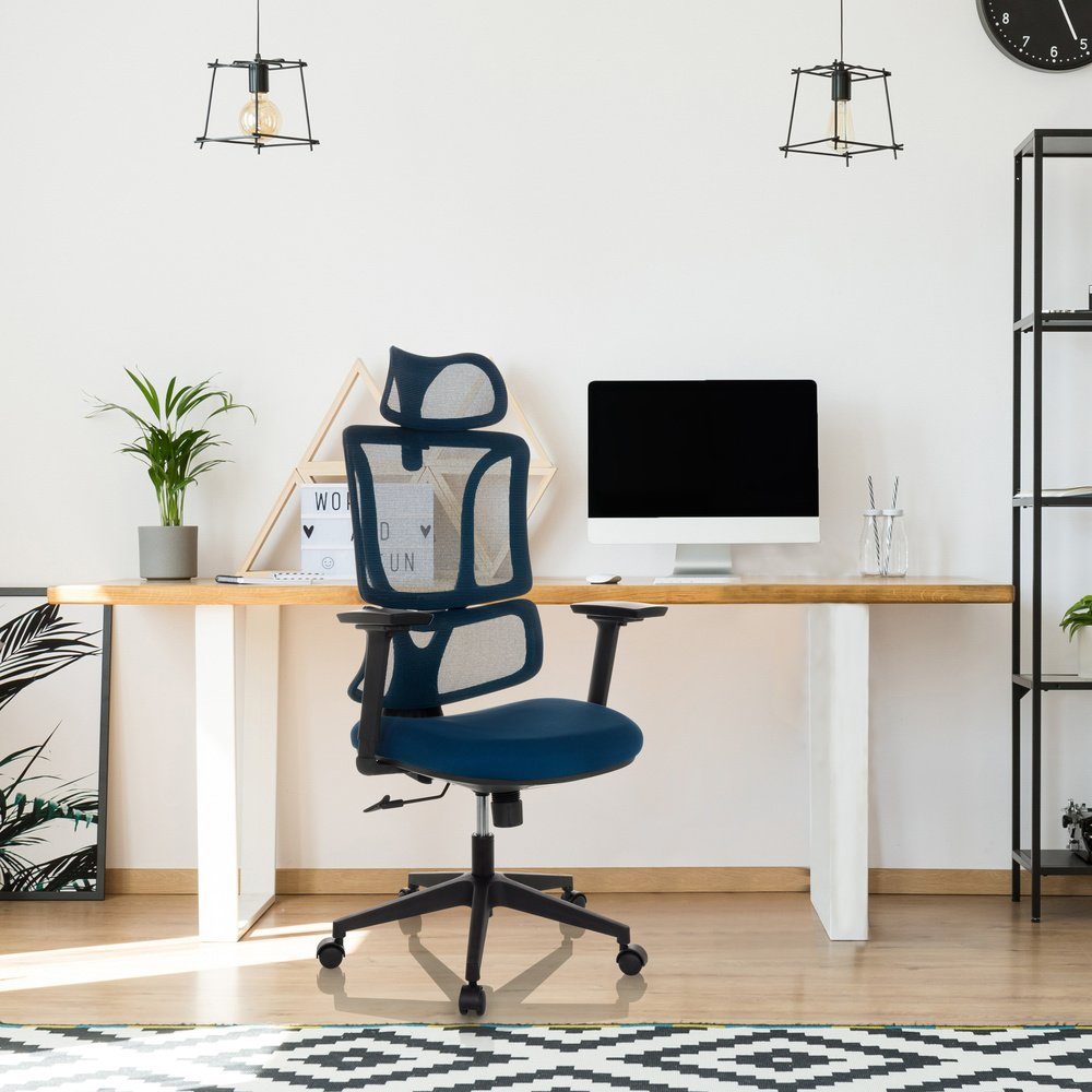MyBuero ERGOMY Home ergonomisch Drehstuhl St), (1 Schreibtischstuhl Bürostuhl Stoff Office Blau