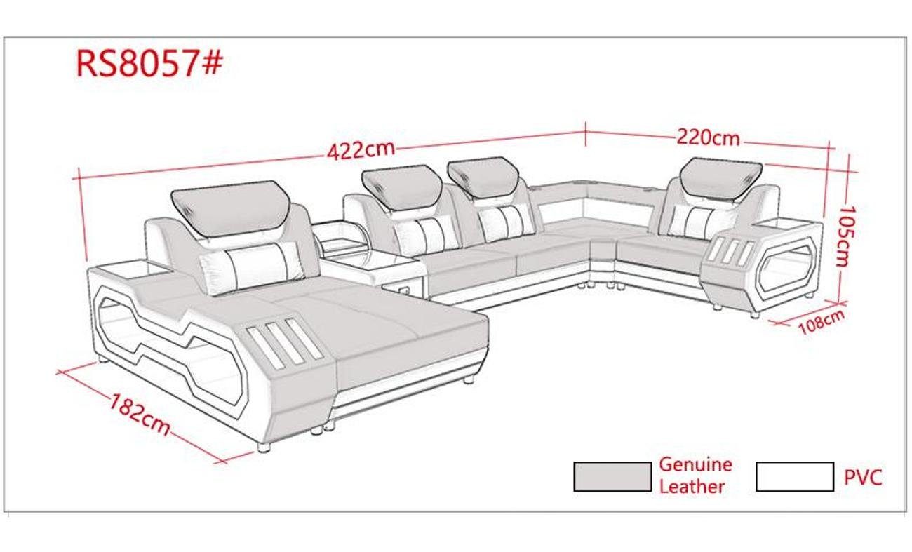 couchen Ecksofa Ecksofa, Polster Ausgefallene Wohnlandschaft Rot/Weiß JVmoebel eckgarnitur