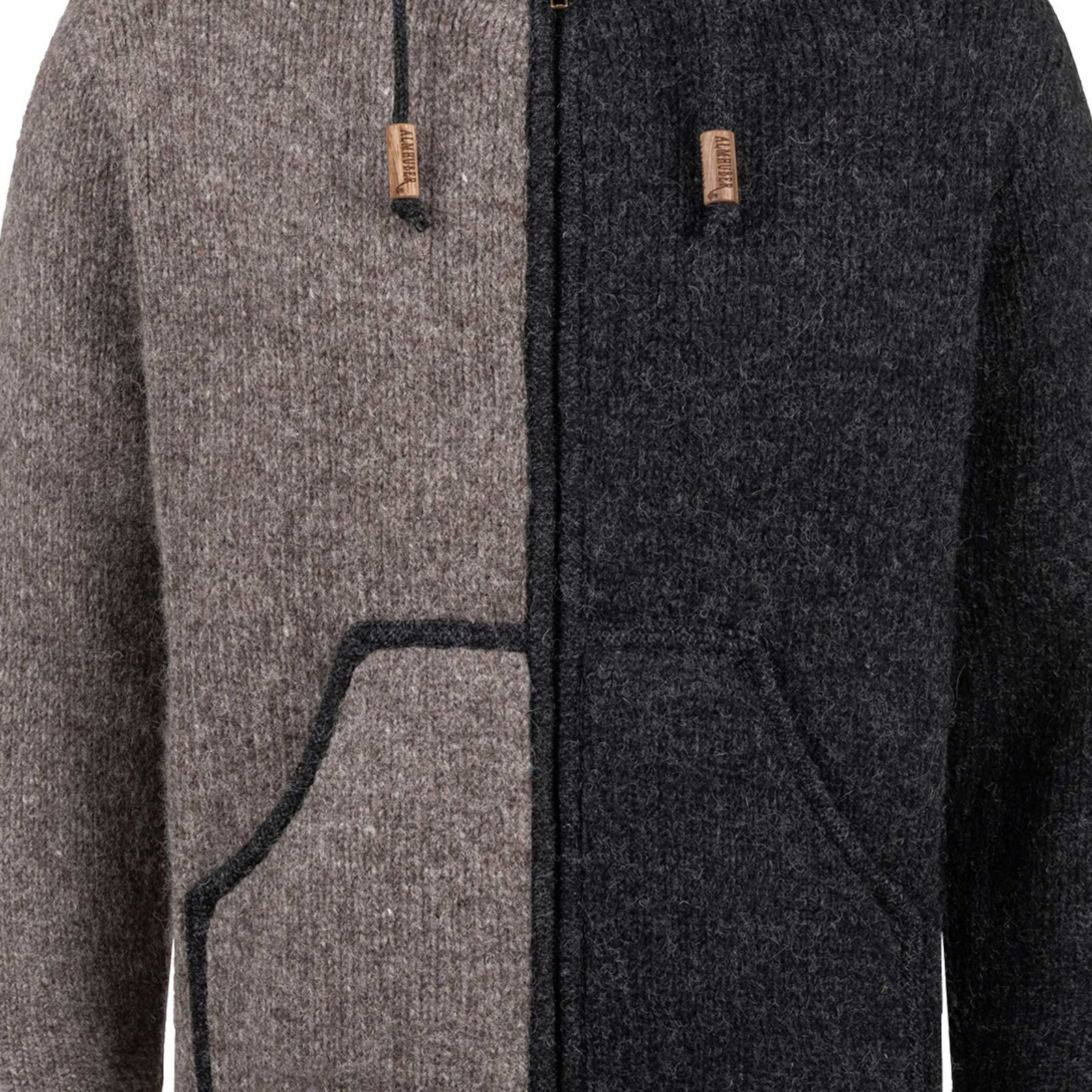 ALMHUBER Strickjacke Unisex Strickjacke Schurwolle Nordisch Winterjacke Wolljacke Cardigan