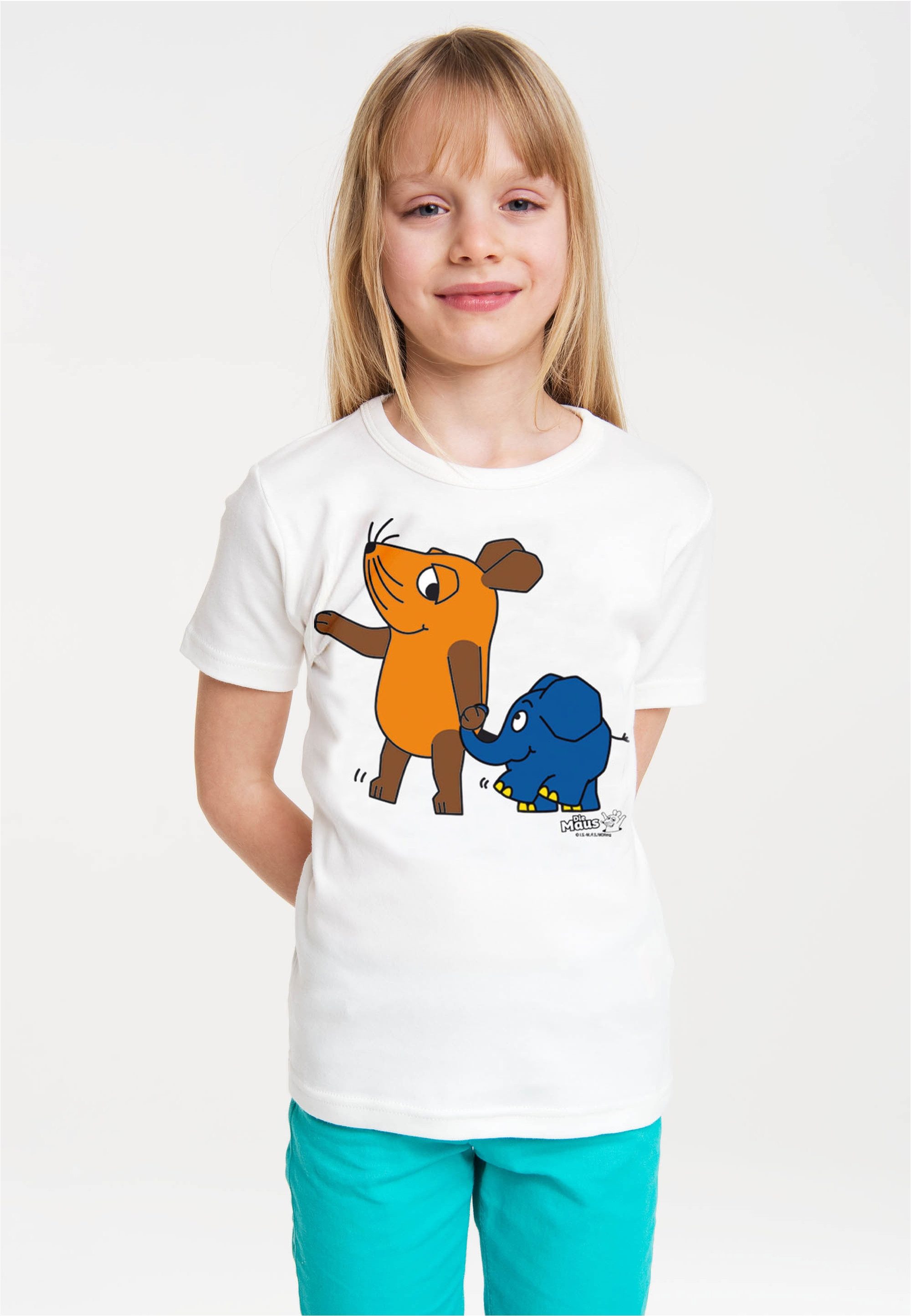 LOGOSHIRT T-Shirt Sendung mit der Maus - Maus & Elefant mit buntem Print
