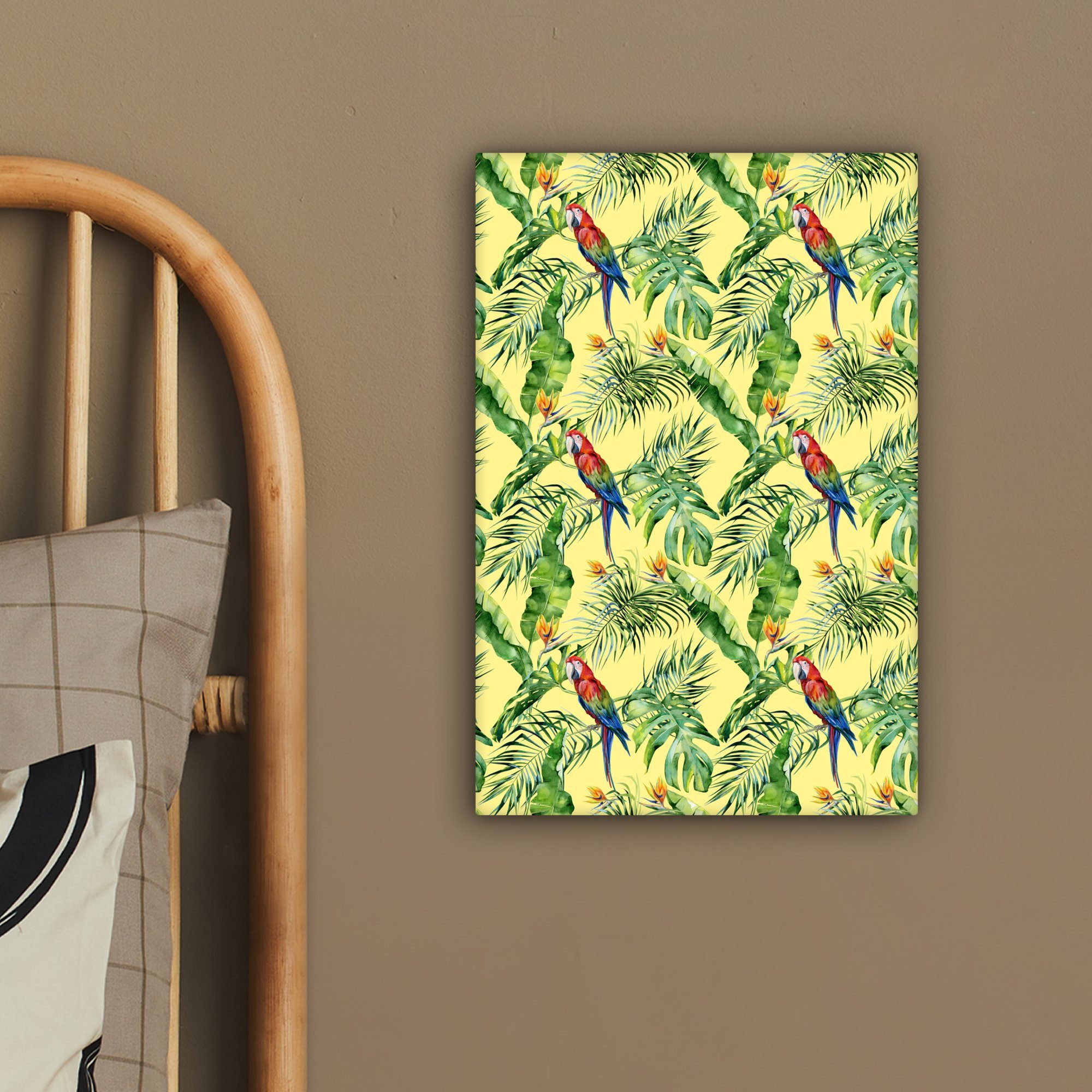 20x30 fertig Leinwandbild Zackenaufhänger, (1 Paradiesvogelblume St), Blumen, bespannt cm Leinwandbild Gemälde, OneMillionCanvasses® - inkl.