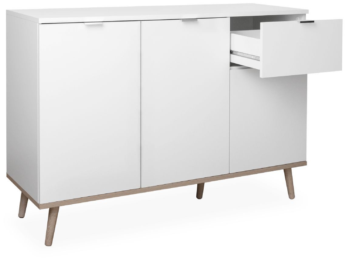 Finori Kommode, Weiß, Sonoma Eiche, Modern, Metallgriffe, ABS-Kante, 120 x 85 x 40 cm