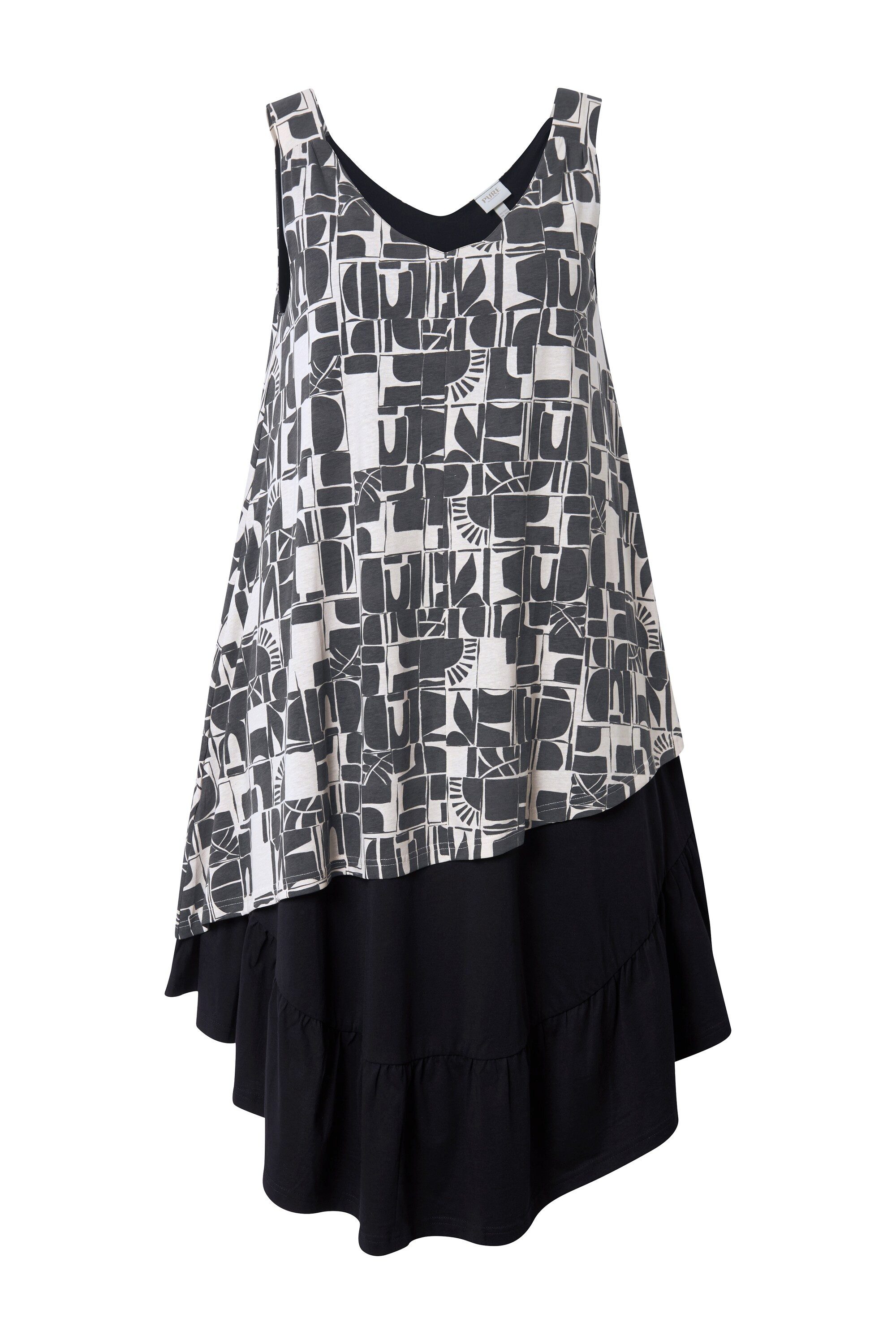 Ulla Popken Jerseykleid Jerseykleid Sonnen V-Ausschnitt ärmellos günstig online kaufen