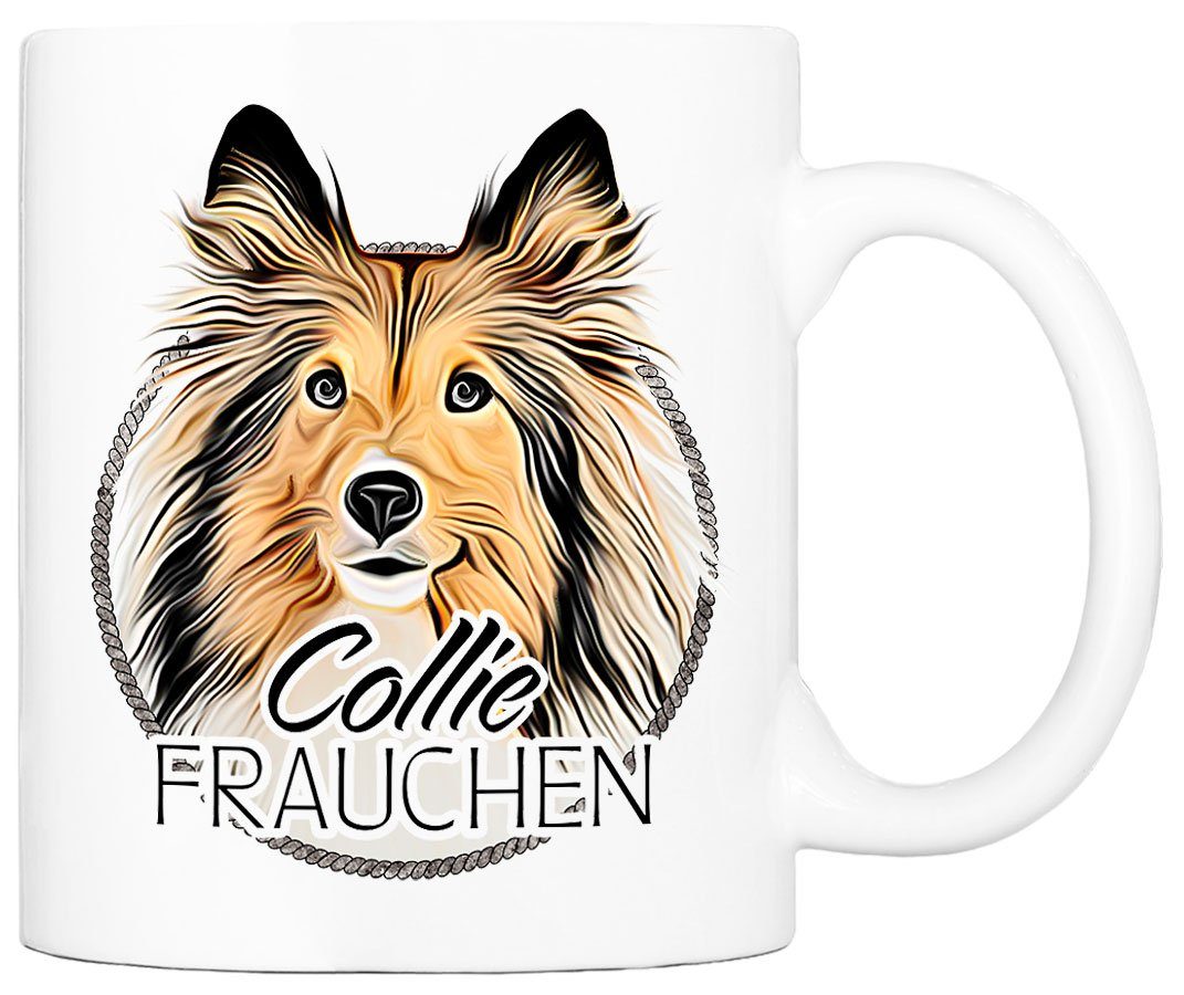 Cadouri Tasse COLLIE FRAUCHEN - Kaffeetasse für Hundefreunde, Keramik, mit Hunderasse, beidseitig bedruckt, handgefertigt, Geschenk, 330 ml