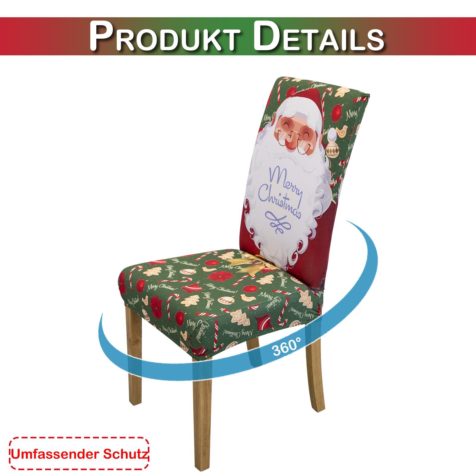 Rosnek Stuhlhusse 1-10Stück, Weihnachtsmotiv, Stretch, für Bankett Party Speisesaal Deko