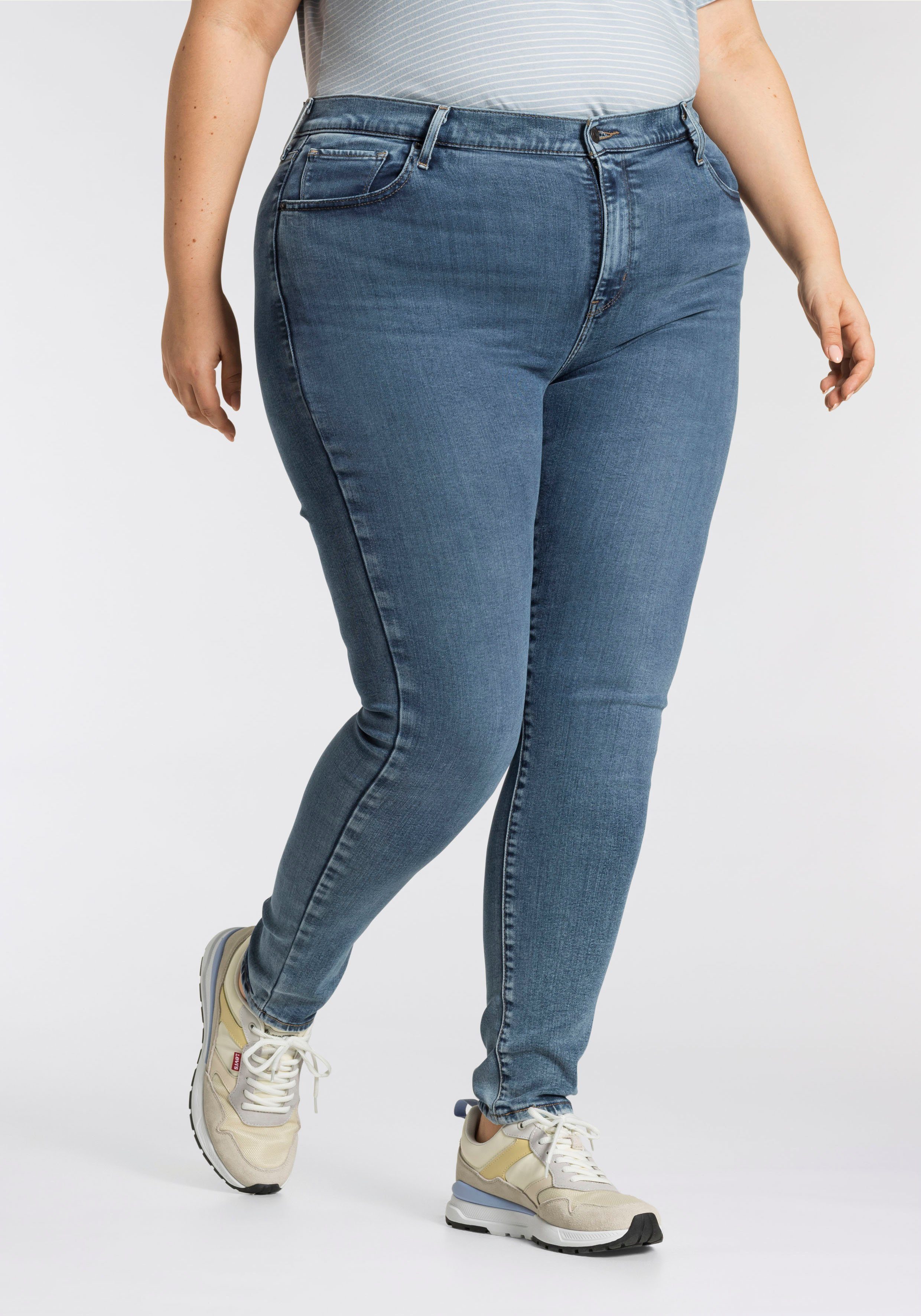 mid-blue-used SKINNY Levi's® sehr RISE figurbetonter Plus Schnitt 721 PL Skinny-fit-Jeans HI