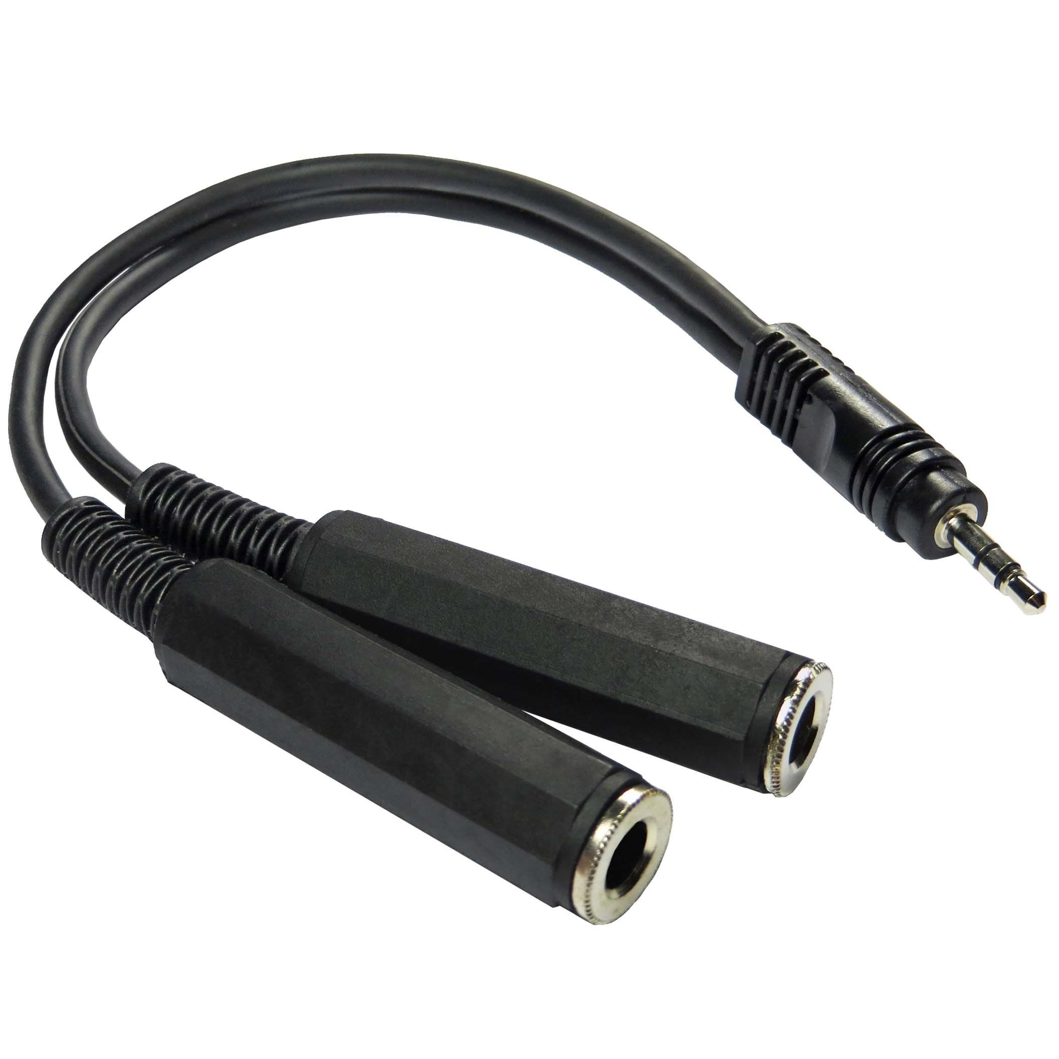 YC006 Y-Adapter Klinke Splitter 2x Buchse 6,35mm - 1x Miniklinke Audio-Kabel