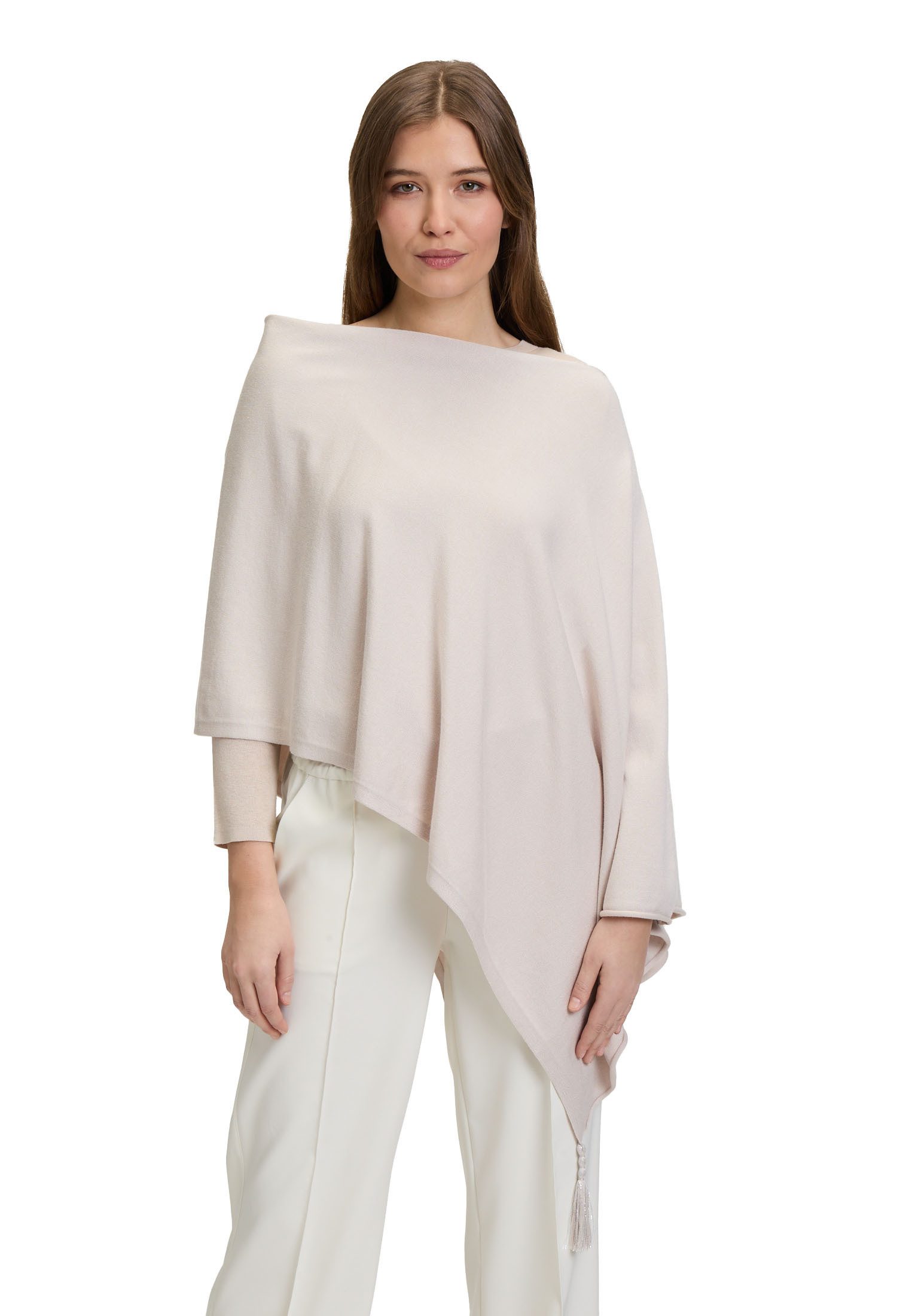 Betty Barclay Strickjacke Damen Strick-Poncho mit Fransen (1-tlg) Quasten