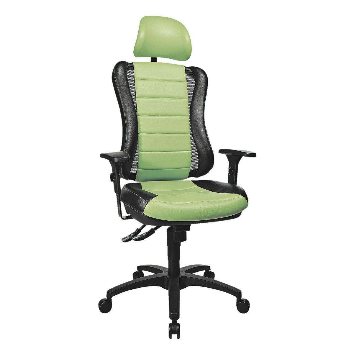 TOPSTAR Schreibtischstuhl Head Point RS, mit Kopfstütze und XXL-Muldensitz mit Knierolle, (ohne Armlehnen) schwarz-grün