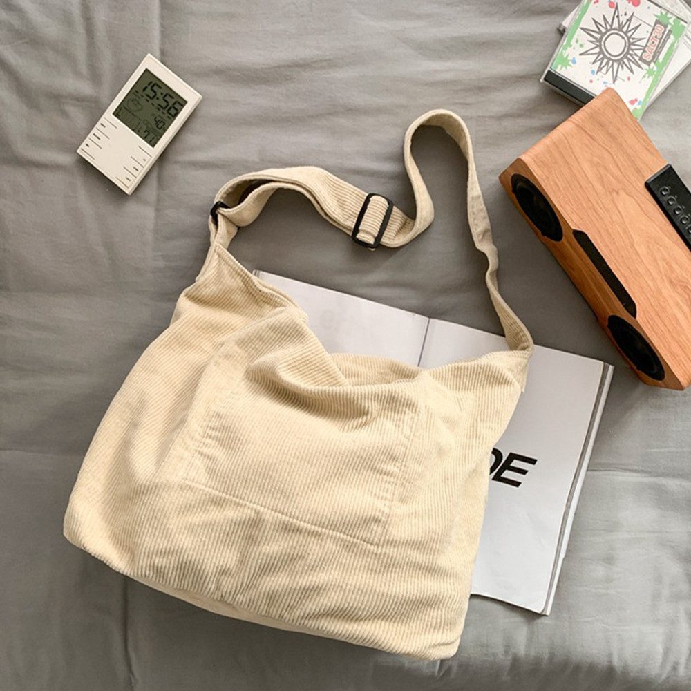 FOUORTUNATE-BEE Schultertasche Cord Umhängetasche Casual Crossbody Mode Retro große Tasche