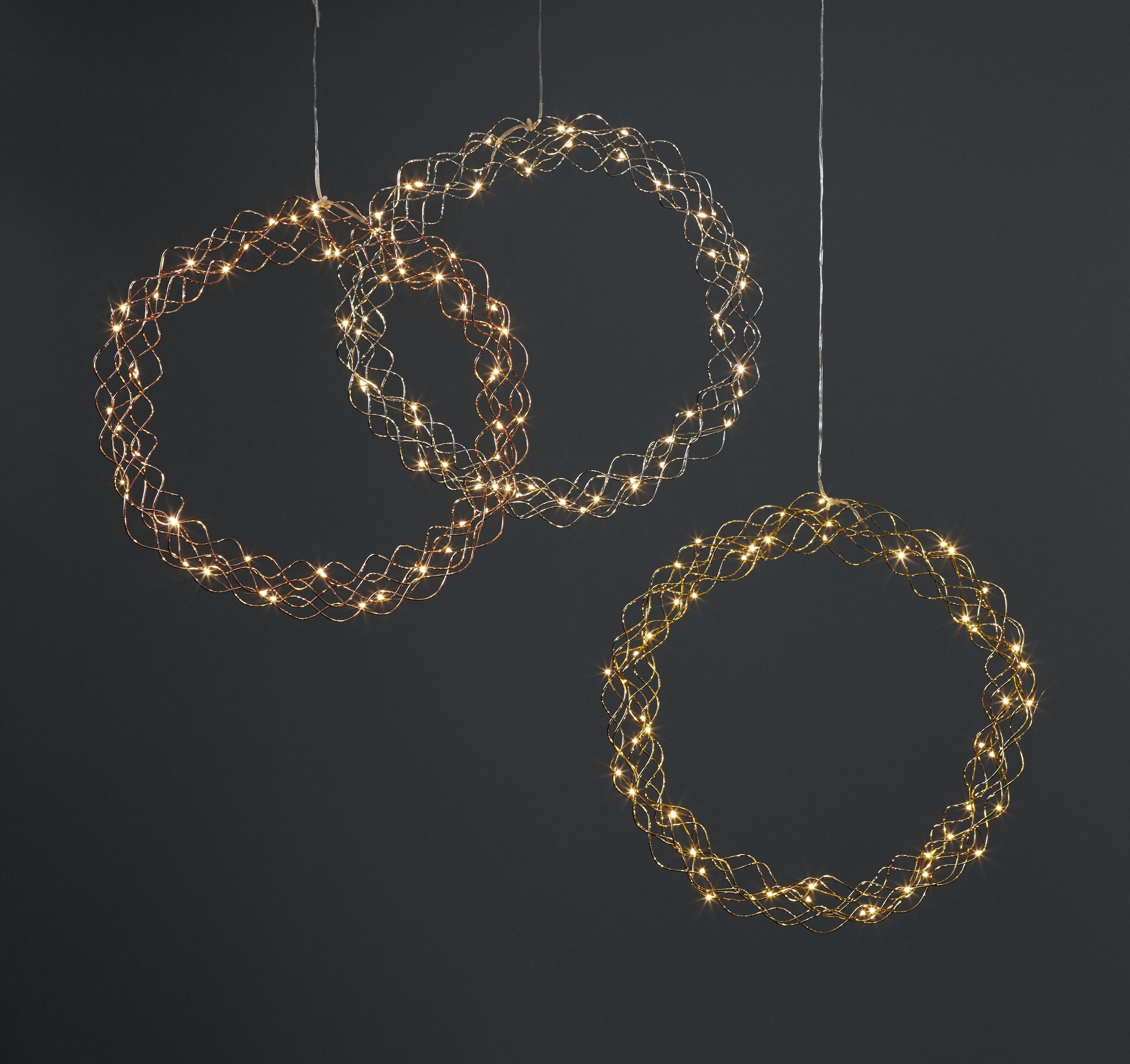 Ø: 45 cm Fensterlicht Weihnachten warmweiß aus Draht und Kunststoff in Messing LED Lichterkranz Curly von Star Trading Transparent mit Kabel 