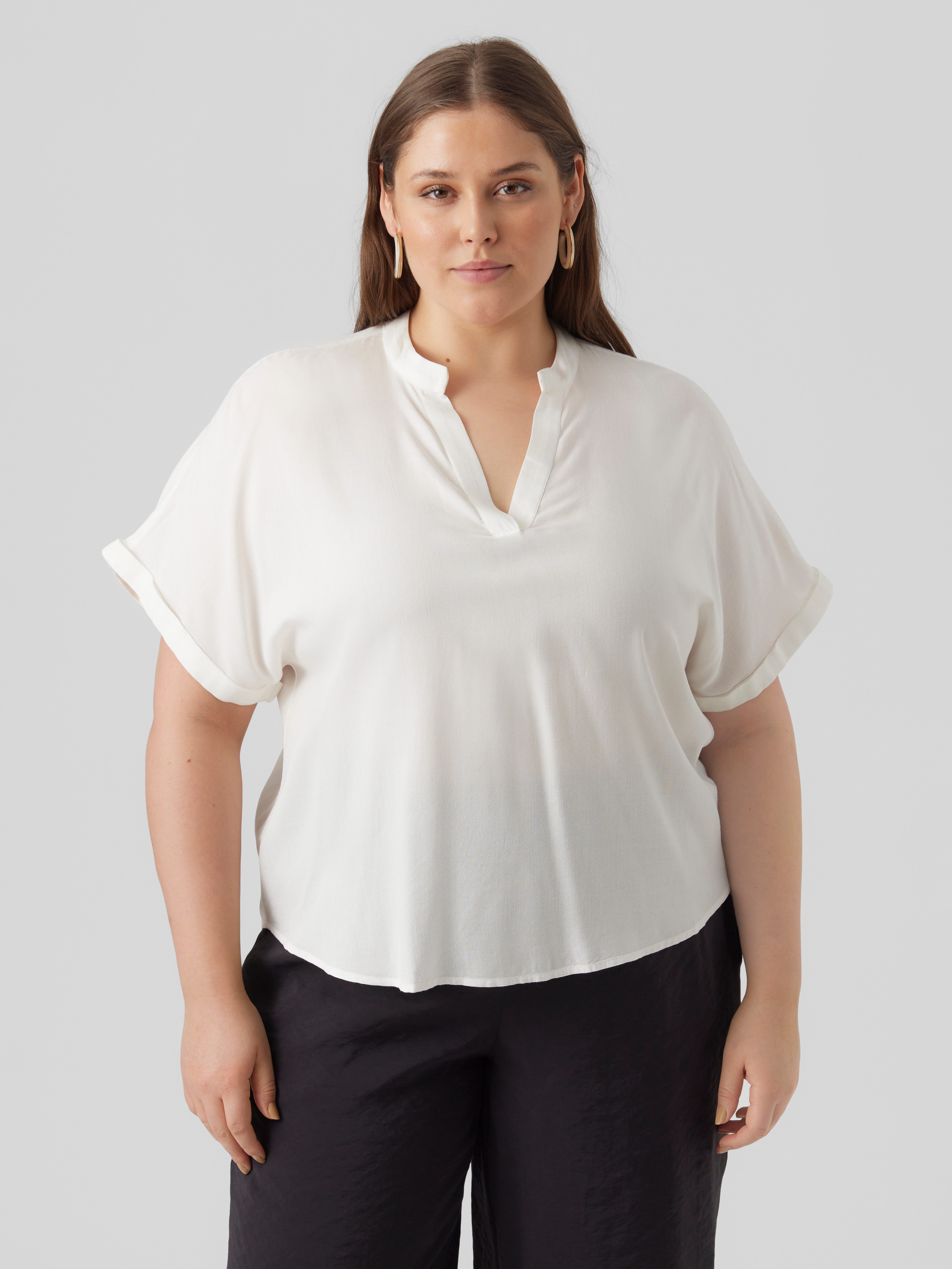 Vero Moda Curve Shirtbluse VMCBEAUTY SS TOP NOOS CUR Viskose, regular fit, Kurzarm