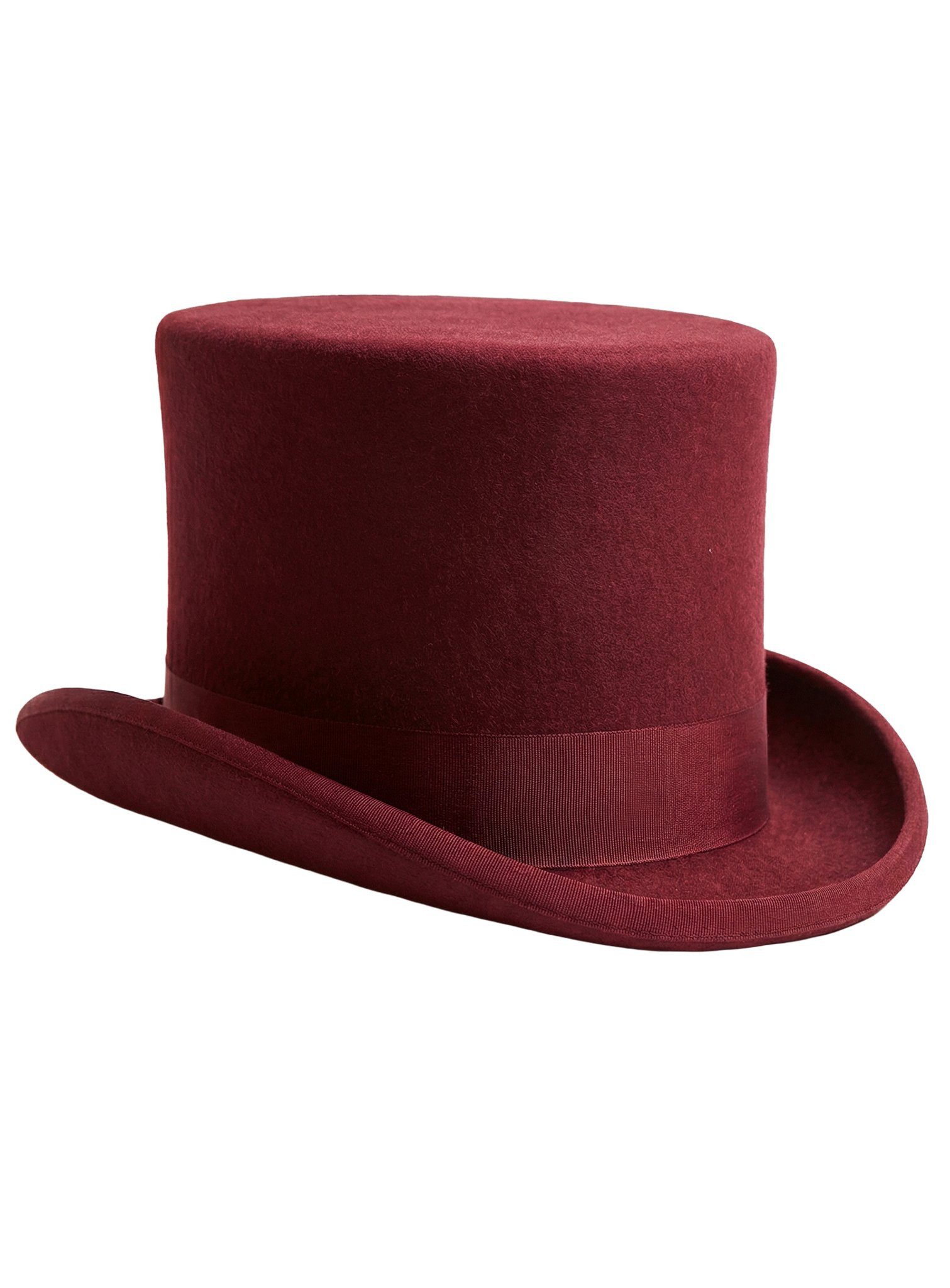 thetru Kostüm Zylinder aus echter Wolle bordeaux, Eleganter Hut für einen auffälligen und zugleich gediegenen Auftritt