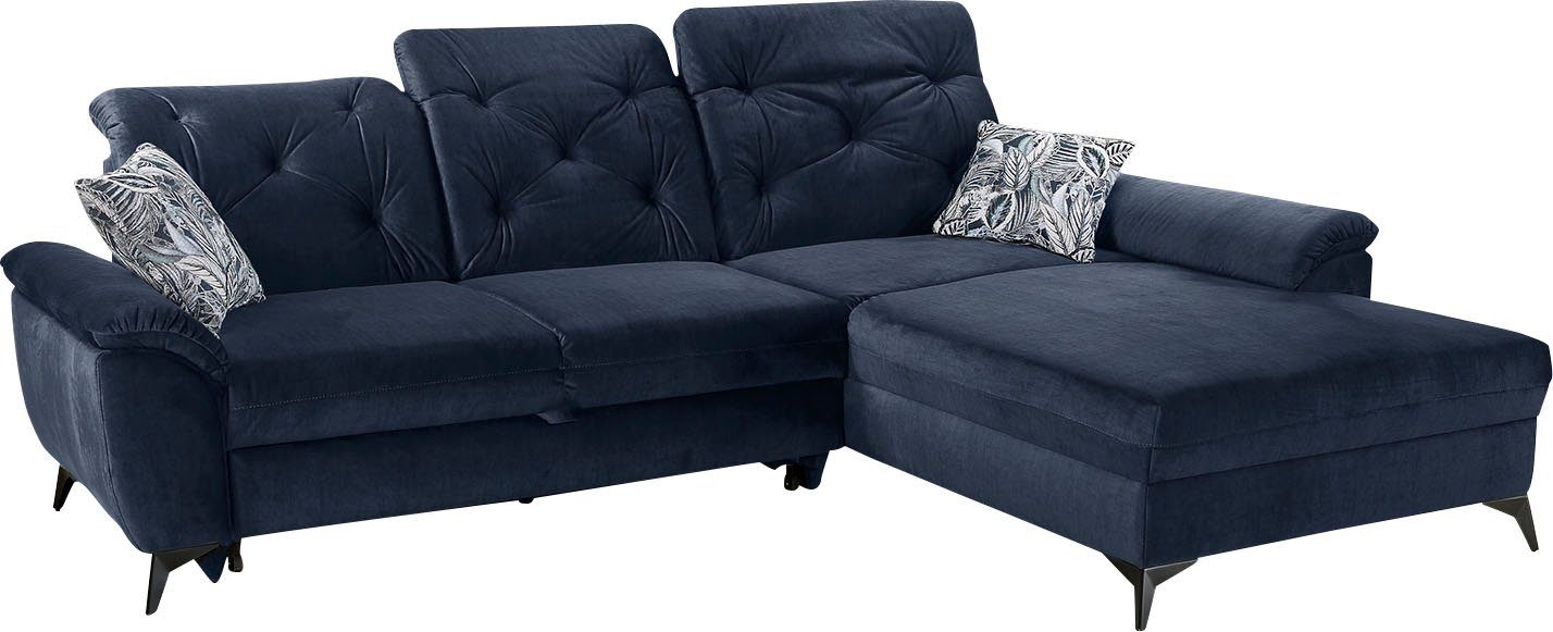 Jockenhöfer Gruppe Ecksofa Studio, verstellbare | Kopftützen, individuell, Bettfunktion, blau 3 blau Relaxfunktion