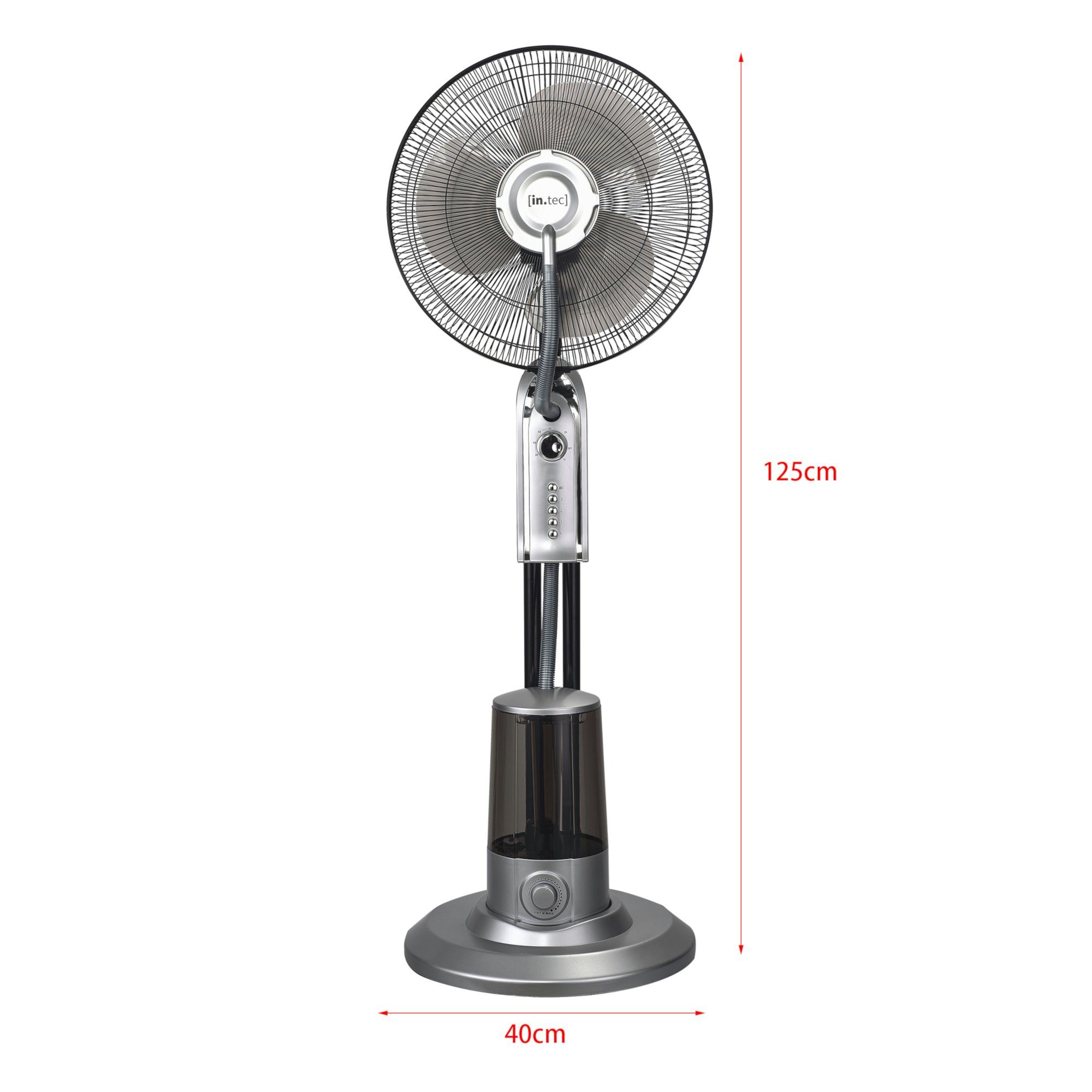 in.tec Standventilator, »Ninove« Nebelventilator 75W Sprühnebel Silberfarben
