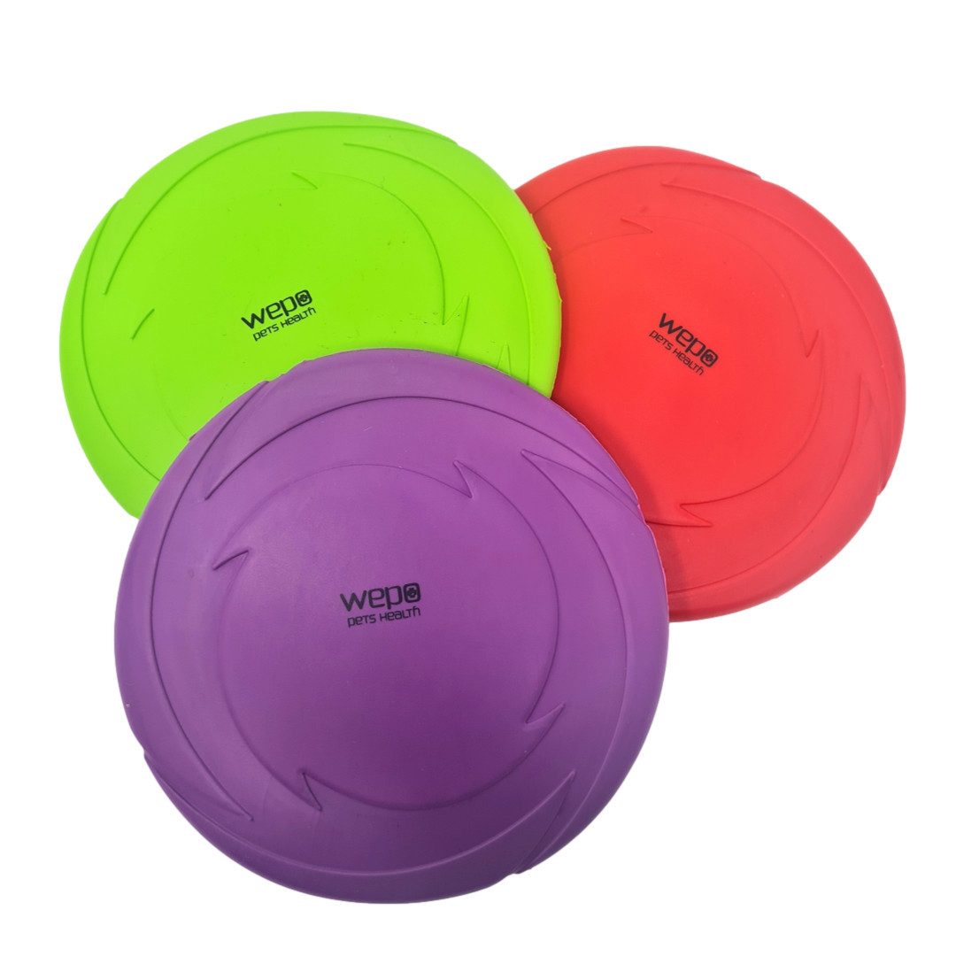 WEPO Outdoor-Spielzeug Frisbee - Wurfscheibe - Hundespielzeug - Werfen, Spielen & Trainieren, Naturkautschuk, Set (3-tlg) Ø 15cm