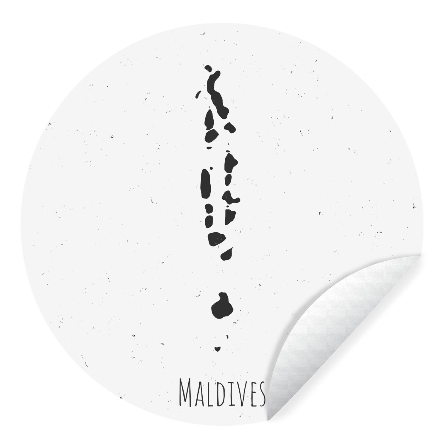 MuchoWow schwarzen Wandsticker Malediven Tapetenaufkleber, St), Rund, Karte der für einer Kinderzimmer, (1 Tapetenkreis Illustration Wohnzimmer