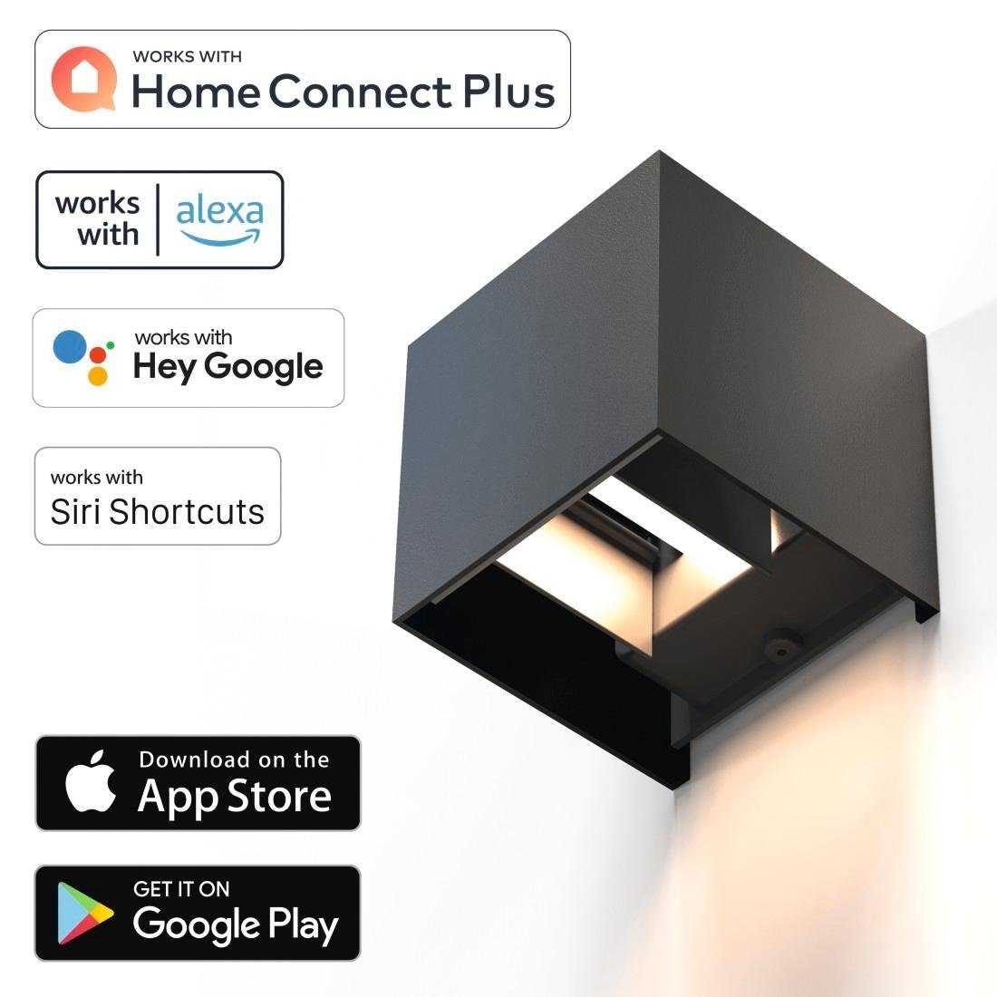 Hama LED Wandleuchte Amazon LED Tageslichtweiß, IP Smart Lizenziert Dimmer, von/durch: Wandleuchte, Außenlampe WLAN Wandlampe innen/außen Warmweiß, für Farbwechsel, 44, schwarz Home