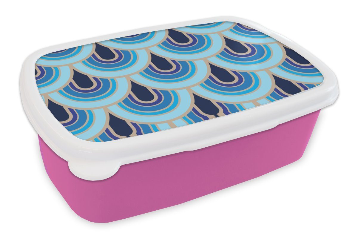 MuchoWow Lunchbox Retro - Muster - Jugendstil, Kunststoff, (2-tlg), Brotbox für Erwachsene, Brotdose Kinder, Snackbox, Mädchen, Kunststoff rosa