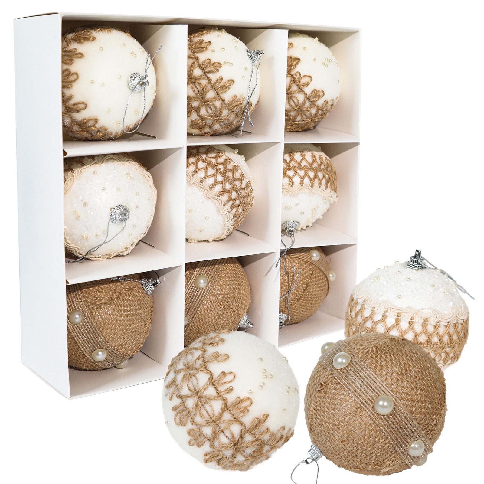 M&W DAS DESIGN Weihnachtsbaumkugel Christbaumschmuck Weiß Mini Outdoor Weihnachten 8CM
