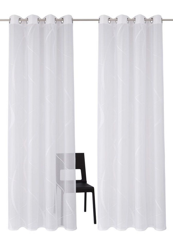 Gardine Cellino, my home, Ösen (2 St), transparent, Jacquard, Fertiggardine,  klassische Netzoptik, transparent