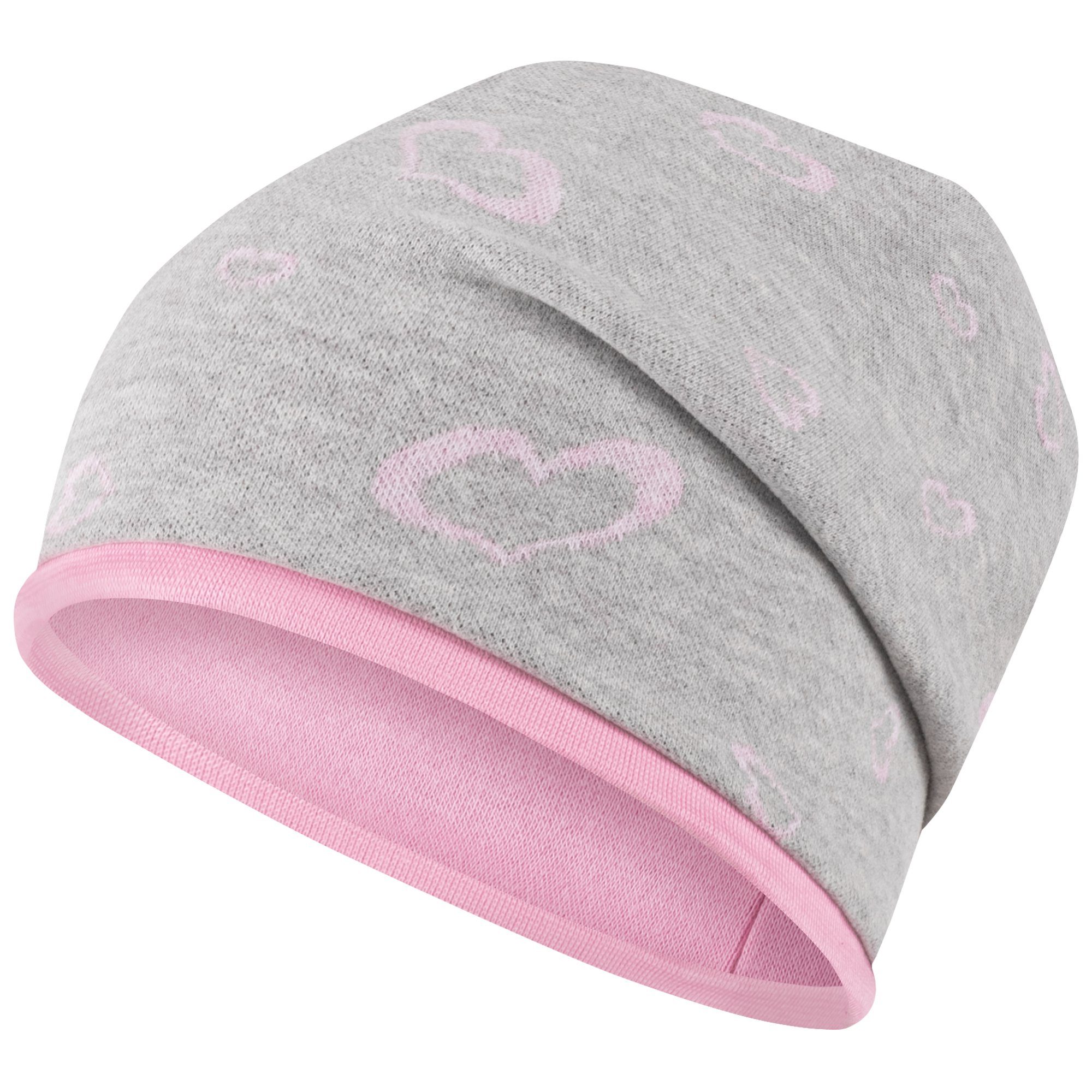 F.P.H. Maja Jerseymütze Mütze Mädchen grau-rosa Übergangsmütze Beanie