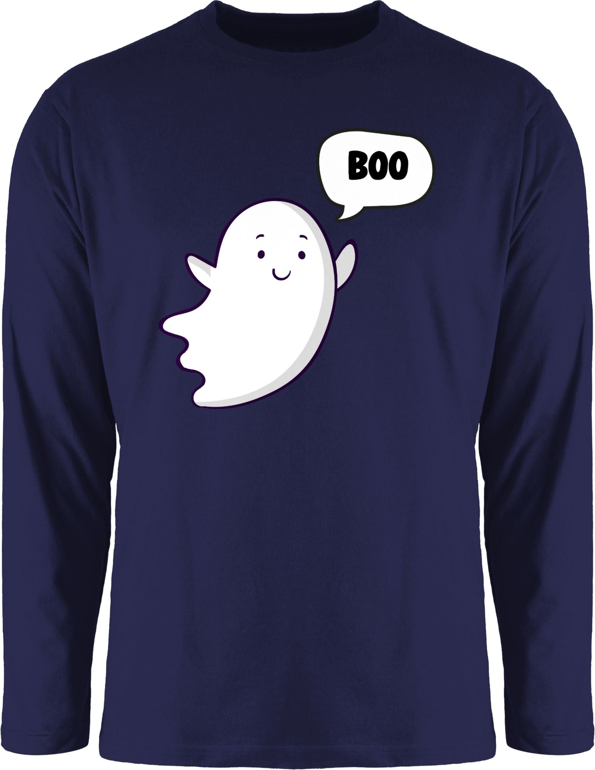 2 Rundhalsshirt Ghost Halloween Gespenst Kostüme Shirtracer Blau kleiner Geist Süßer Herren Geister Navy
