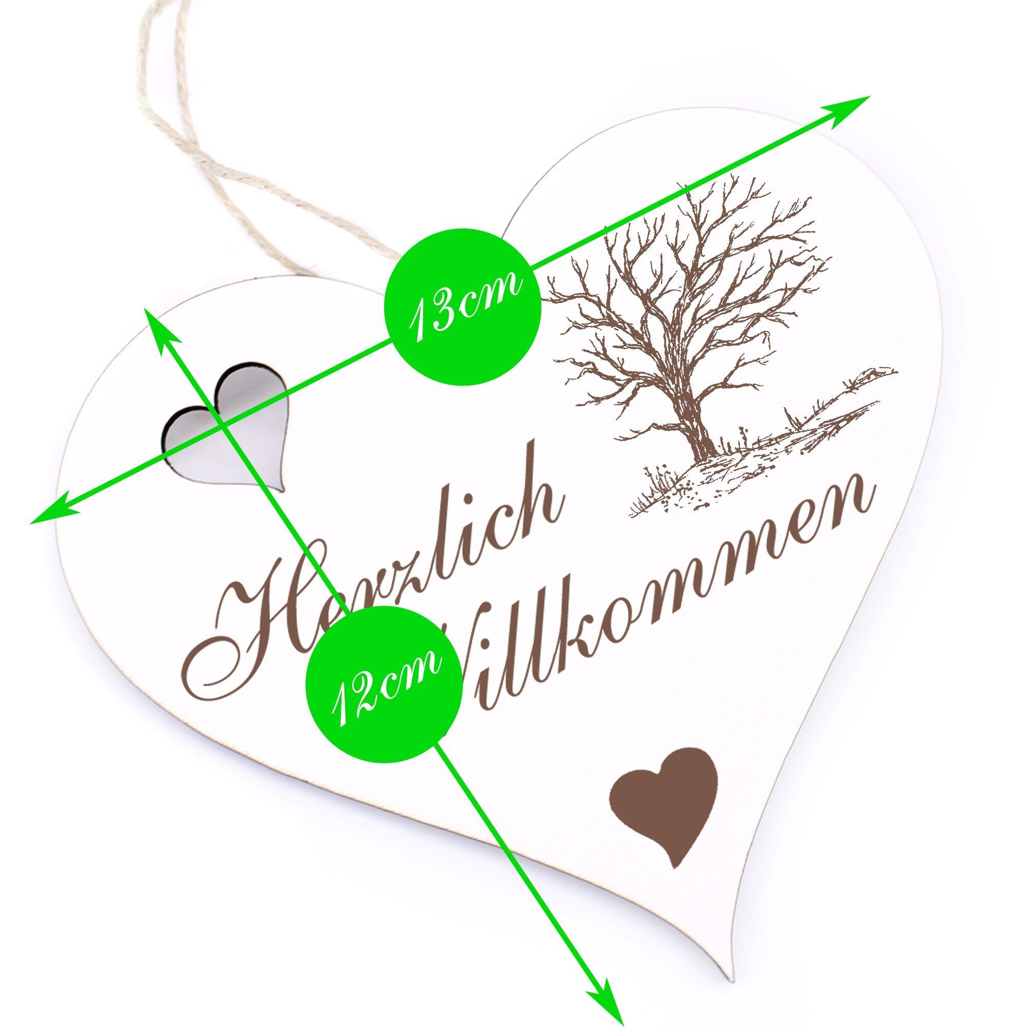 Dekolando Hängedekoration Herzlich - Blätter Baum ohne 13x12cm Willkommen 
