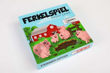 ROMBOL Denkspiele Spiel, Schweinchenspiel Ferkelspiel Premium - lustiges Würfelspiel inkl. Erweiterung, Holzspiel